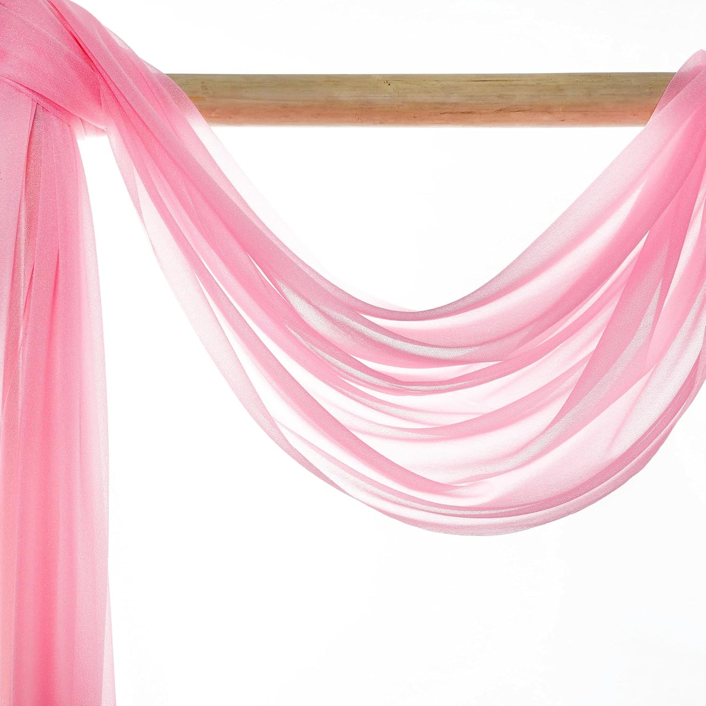 VDS Pack of 2 Panel (30 Inch X 40 Feet) Wedding Arch Draping Fabric Sheer Chiffon Fabric Drapery for Wedding Ceremony Reception Swag Backdrop Canopy Chuppah ARBO Altars Decoration (Coral)