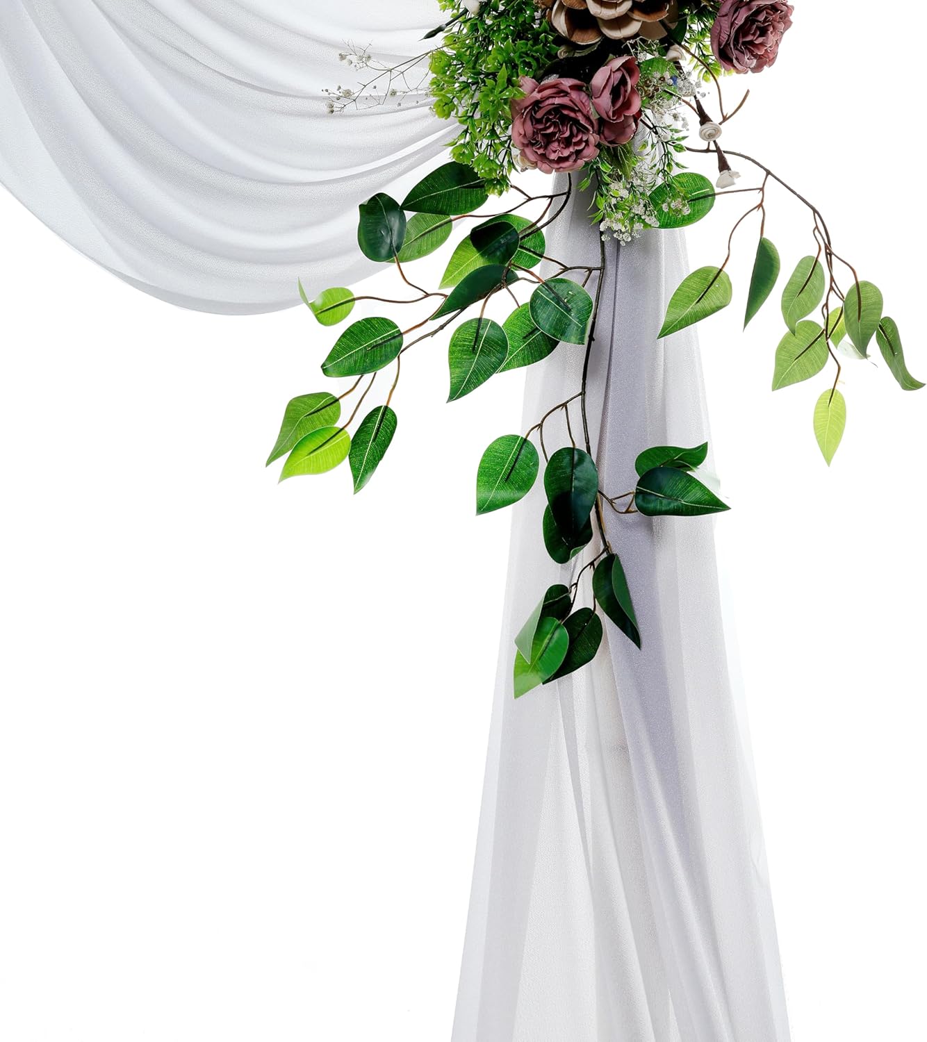 VDS Pack of 2 Panel (30 Inch X 100 Feet) Wedding Arch Draping Fabric Sheer Chiffon Fabric Drapery for Wedding Ceremony Reception Swag Backdrop Canopy Chuppah ARBO Altars Decoration (Cool Grey)