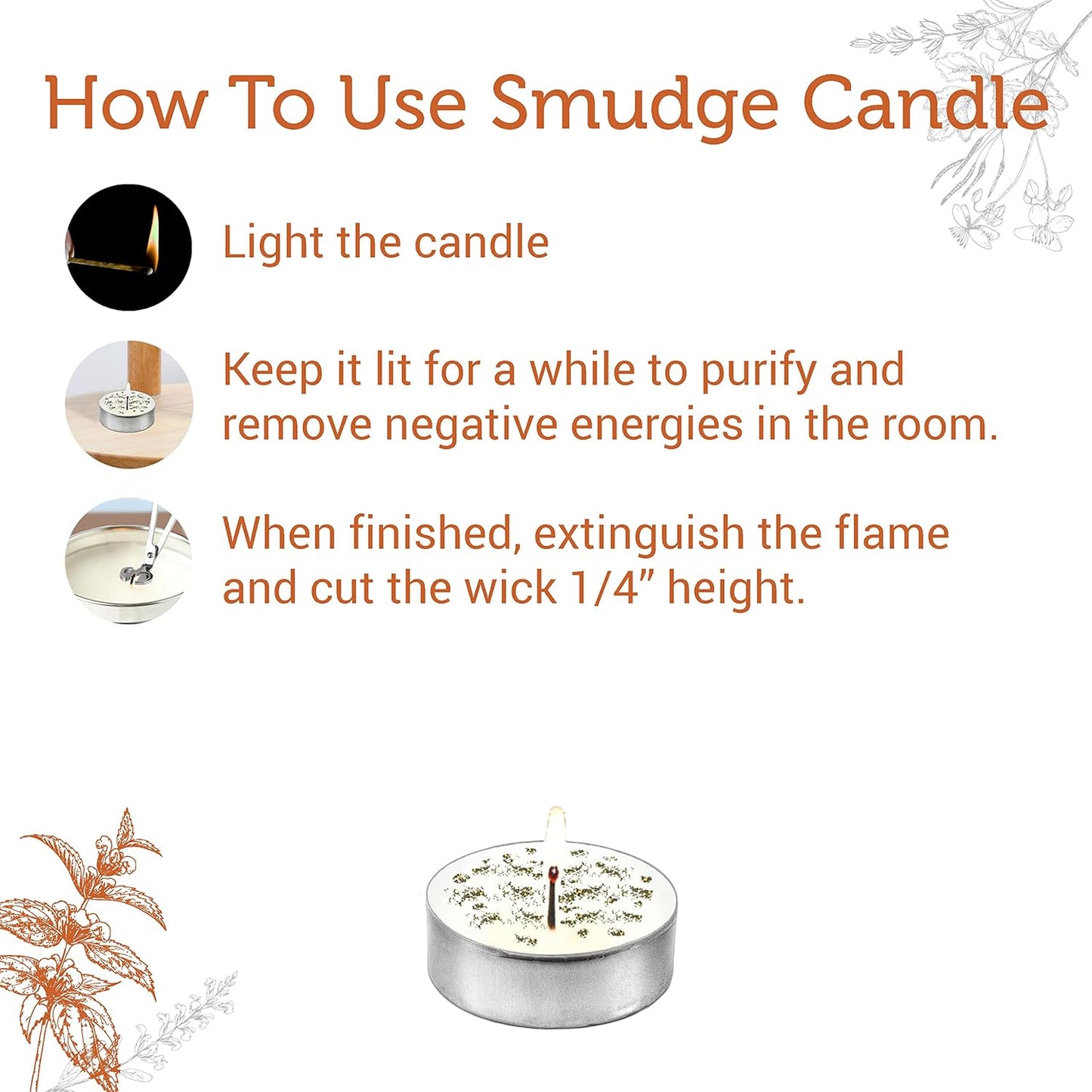 SOUL STICKS 12 Pack Little Smudgies Tealight Candles Smudge Candle for Cleansing House, Meditation, Chakra Healing | Made with Crystals and Herbs (Palo Santo)