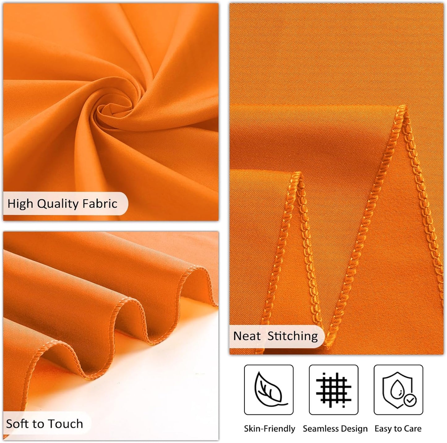 8 Pack Orange Tablecloth 60 x 102 Inch Rectangular Tablecloths for 6 Foot Rectangle Tables, Wrinkle Resistant Orange Table Cloth Washable Polyester Fabric for Buffet Wedding Party Banquet