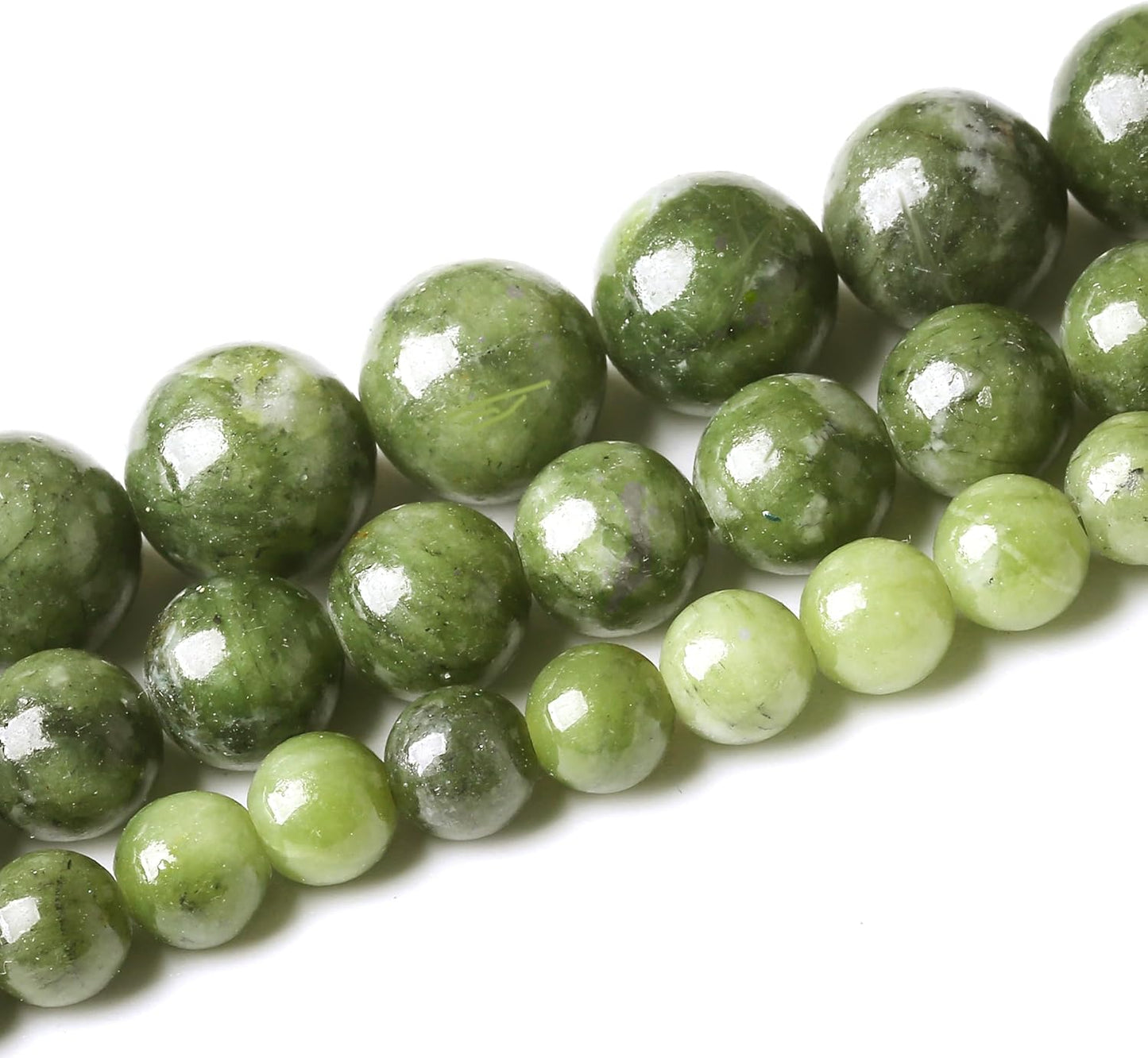 Matcha Green Jade Stone Beads Gemstone Round Crystal Energy Jade Beads Stone Beads for Jewelry Making DIY Bracelet Necklace Jewelry Making 1 Strand 15.5inch 60PCS 6MM