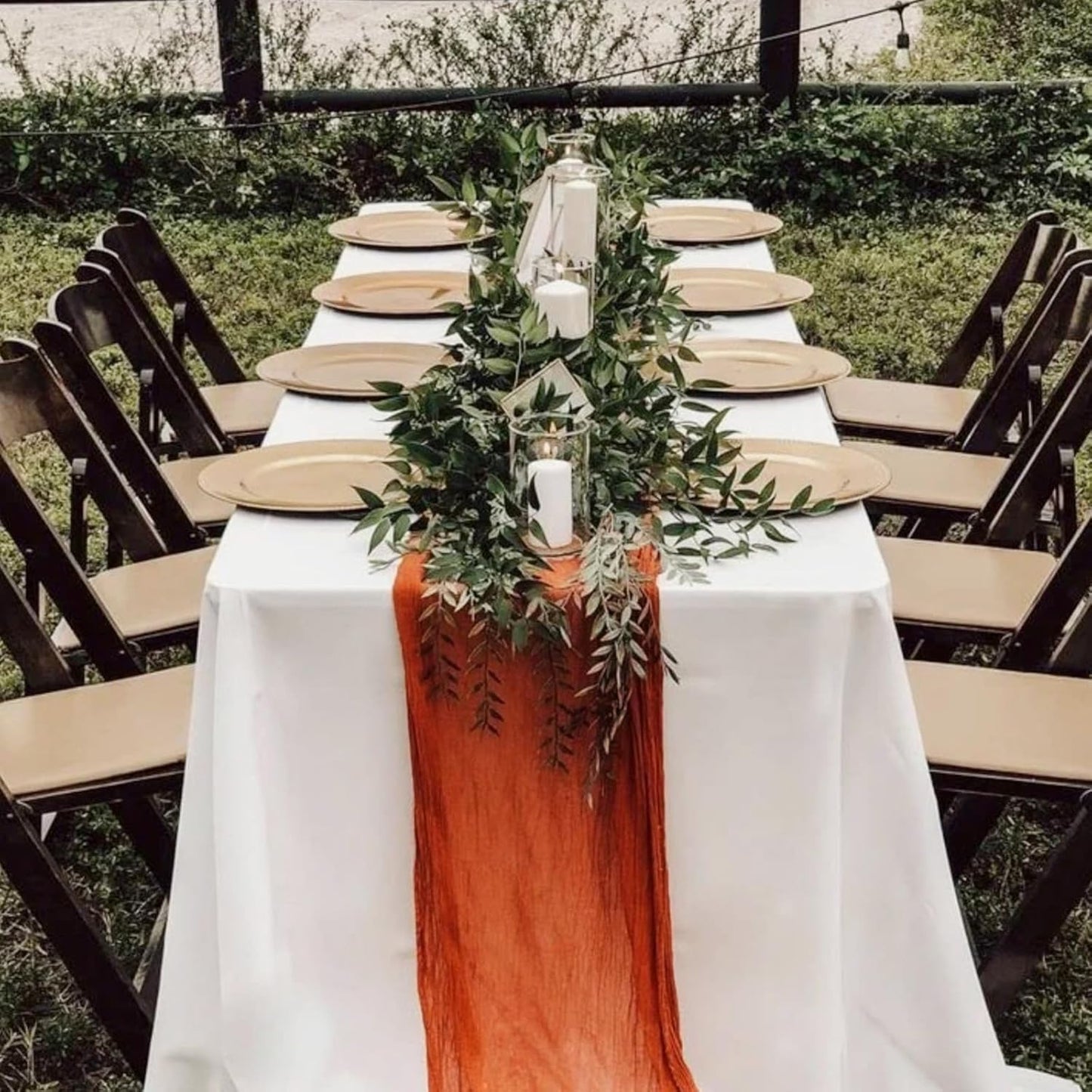 Hahuho Terracotta Cheesecloth Table Runner 10ft, Gauze Boho Rustic Table Runners for Wedding Birthday Party Baby Shower Decorations（1 Pack , 35x120 Inches）