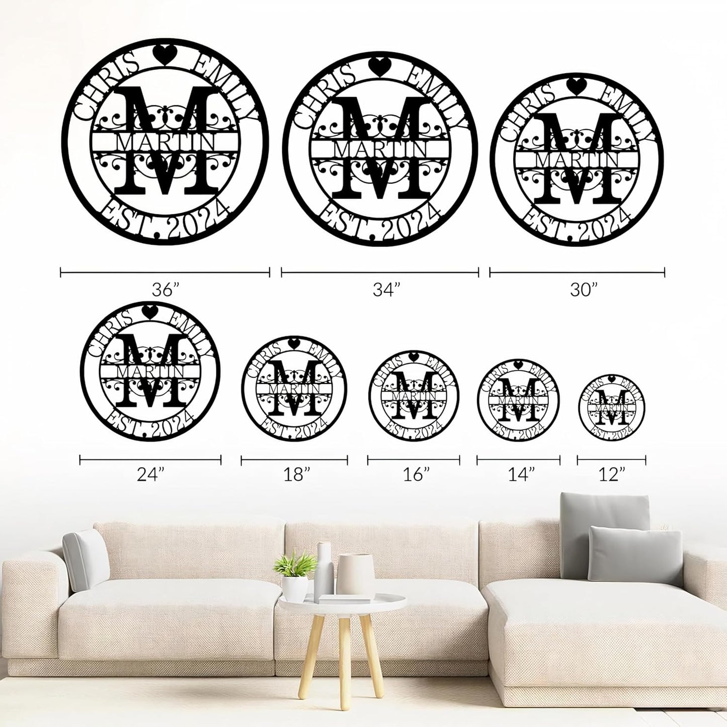 Personalized Metal Name Signs, Split Letter Monogram Wall Decor, Custom Last Name Sign, Family Name Sign for Outdoor, Personalized Wedding Gift, Garden Decor, Metal Wall Art, Housewarming Gift