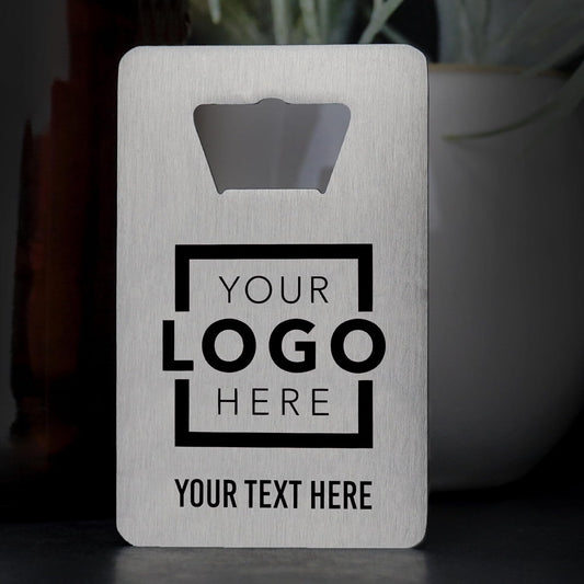 Custom Metal Bottle Opener Business Cards (Stainless Steel, 250 pcs) - 2 Business Days Personalized Stainless Steel Bottle Opener With Your Logo Printed 1.5mm Thick