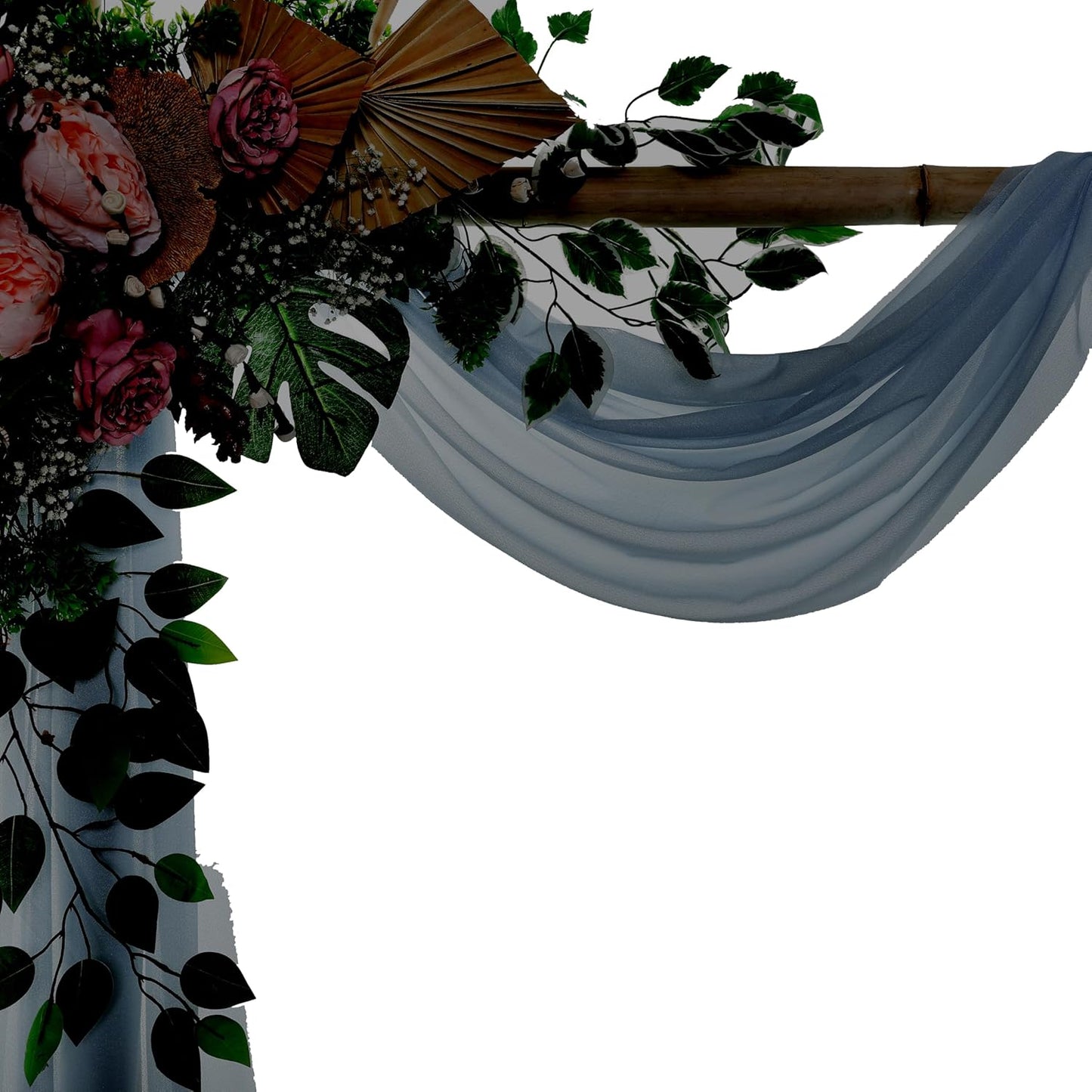 VDS Pack of 1 Panel (30 Inch X 40 Feet) Wedding Arch Draping Fabric Sheer Chiffon Fabric Drapery for Wedding Ceremony Reception Swag Backdrop Canopy Chuppah ARBO Altars Decoration (Dusty Blue)