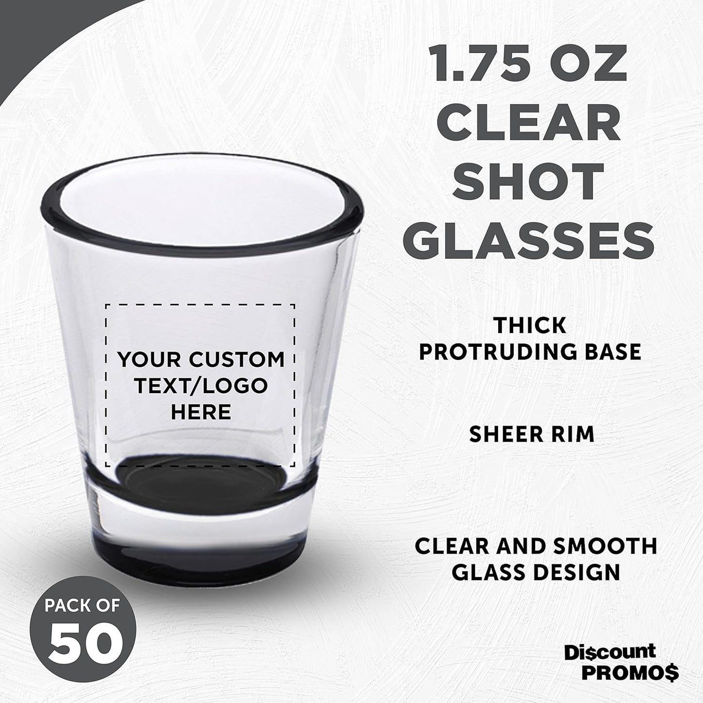Custom Shot Glasses 1.75 oz. Set of 50, Personalized Bulk Pack - Great for Wedding Favors, Bachelorette Party Decorations, Party Fovors, Color Bottom - Black