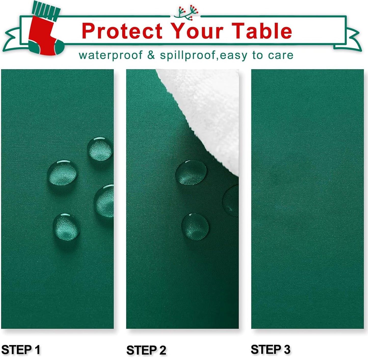 Hiasan Tablecloth for Rectangle Tables - Waterproof and Spillproof Washable Fabric Table Cloth for Dining Room Kitchen Party, 60 x 102 Inch, Emerald Green