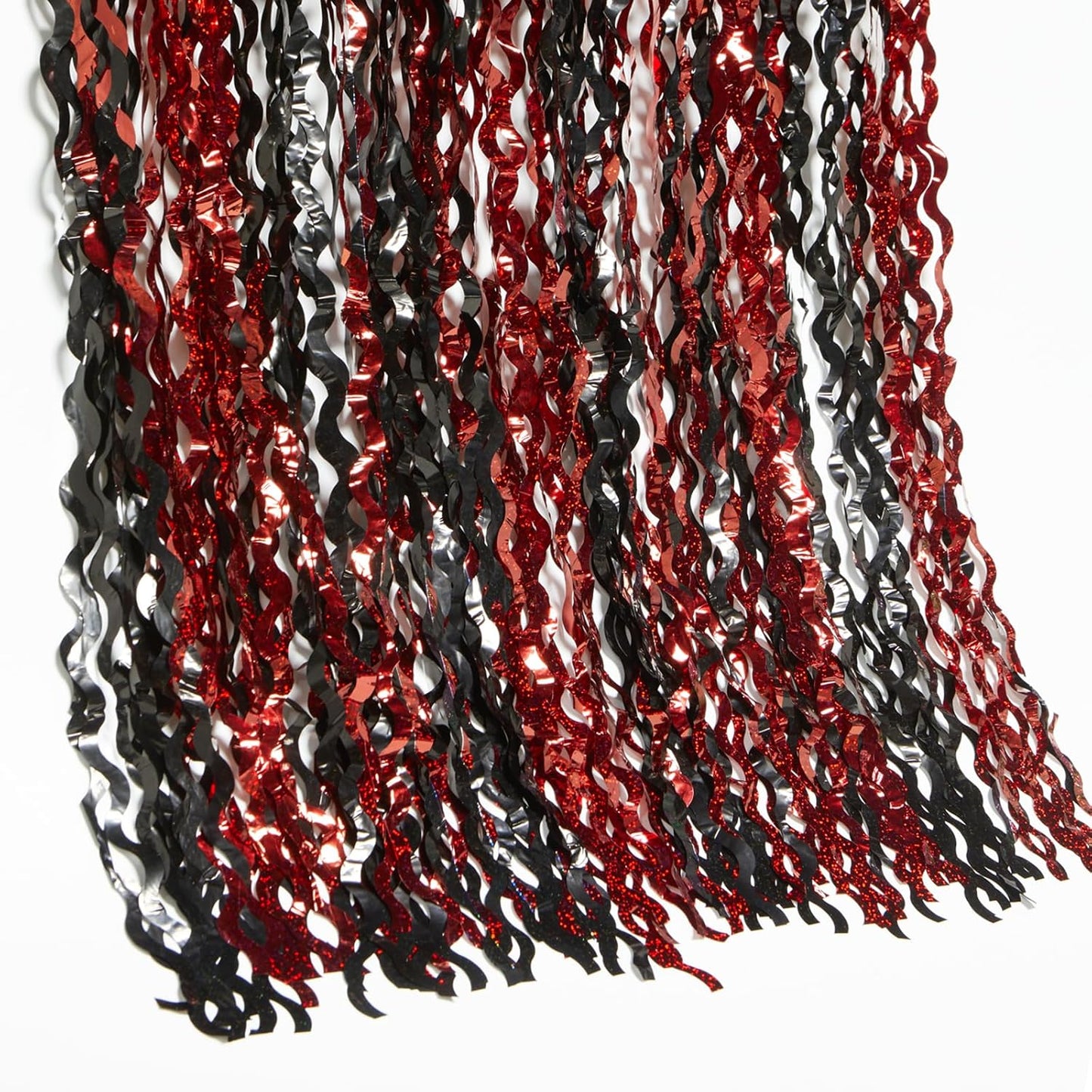 4 Pack Sparkle Red and Black Fringe Curtain - 3.3x6.6 Feet Tinsel Streamer for Birthday Decorations | Halloween Decorations | Casino Theme Party Decorations | Red Carpet