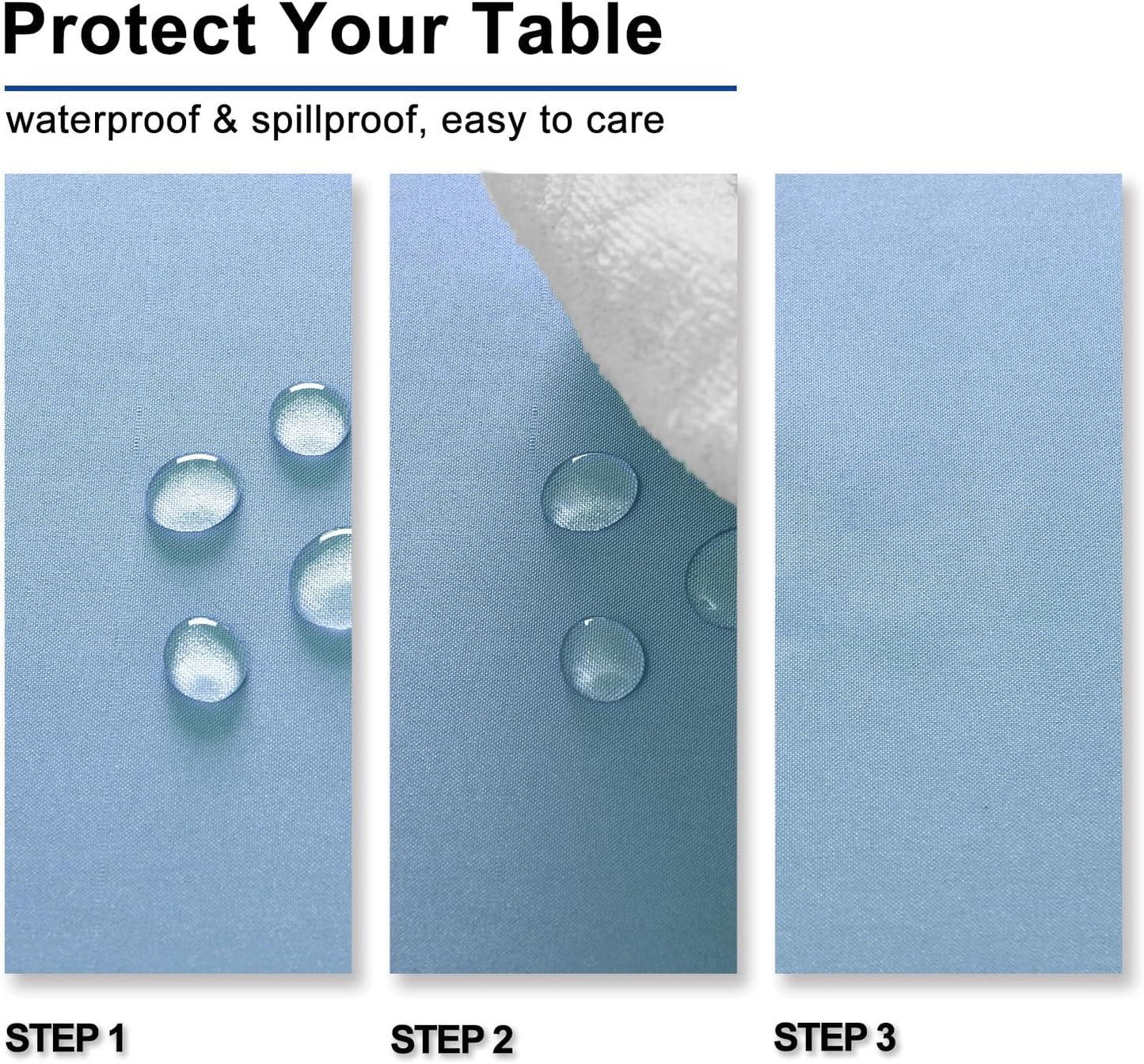 Hiasan Dusty Blue Tablecloth for Rectangle Tables - Waterproof and Spillproof Washable Fabric Table Cloth for Dining Room Kitchen Party, 60 x 102 Inch