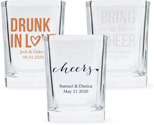 WEDDINGSTAR Personalized 2oz Square Shot Glass Customizable Full Color Print - 168 pack