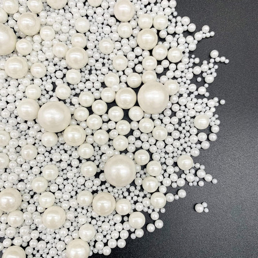 Weraru Edible White Pearl Sugar Sprinkles Candy Mixing Size Baking Edible Cake Decorations Cupcake Toppers Cookie Decorating Celebrations Wedding Shower Party Chirstmas Supplies 130g/ 4.58oz