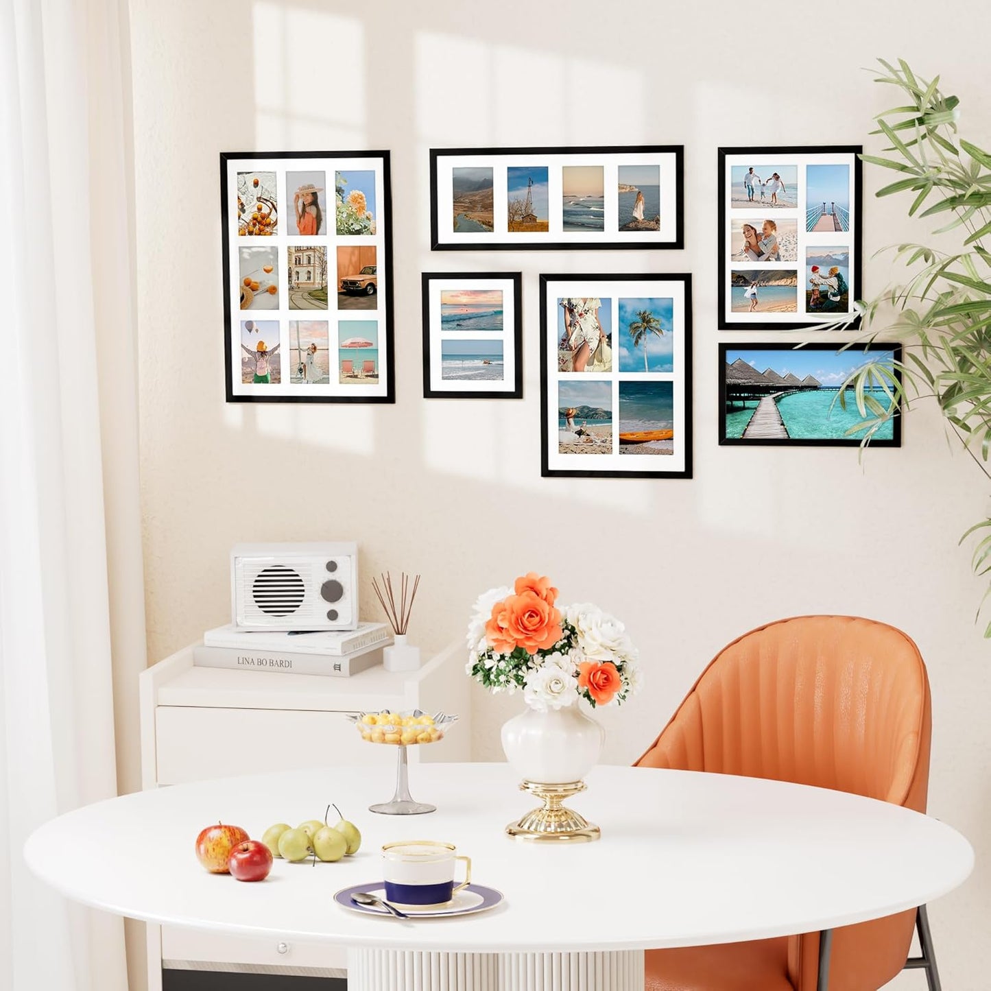 Vittanly 12x16 Collage Picture Frame, Displays 4Pcs 5x7 Pictures with Mat, Picture Frames Collage Wall Decor for Horizontal or Vertical Display, Black, 1 Pack