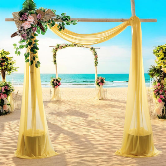 MDS Halloween Chiffon Draping Fabric - 1 Panel, 30" Wide x 20ft Long - Sheer Spooky Arbor & Canopy Drapery for Haunted House Backdrops, Party Ceilings, DIY Costumes & Themed Events - Gold