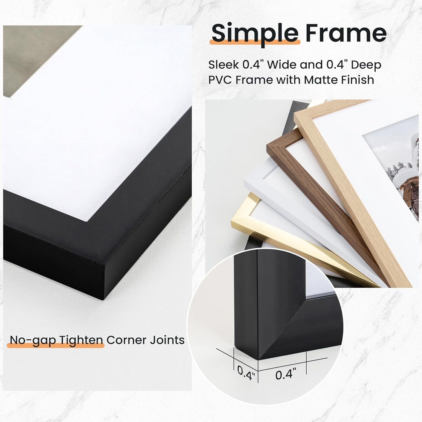 16x16 inch Picture Frame, 16x16 Photo Frames with 12x12 Removable Mat - High Definition Plexiglass - Vertical and Horizontal Display - Wall Hanging Frame - Black, 5 Pack