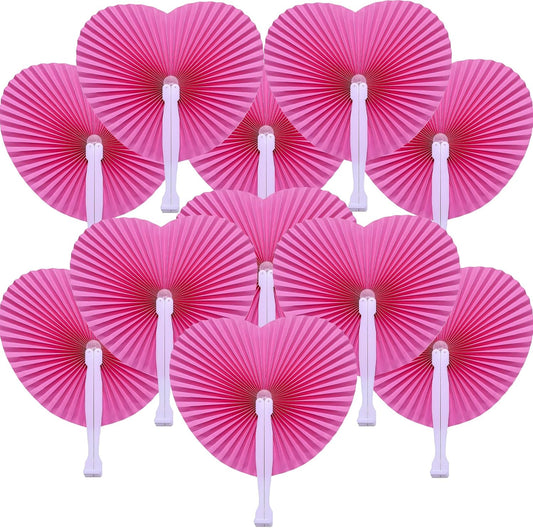 12 Packs Decorative Paper Folding Hand Fans Handheld,Silver Heart Foldable Wedding Fans Chinese and Japanese Fans Bulk for Bridal Guest Church Party Favors Dancing Birthday DIY
