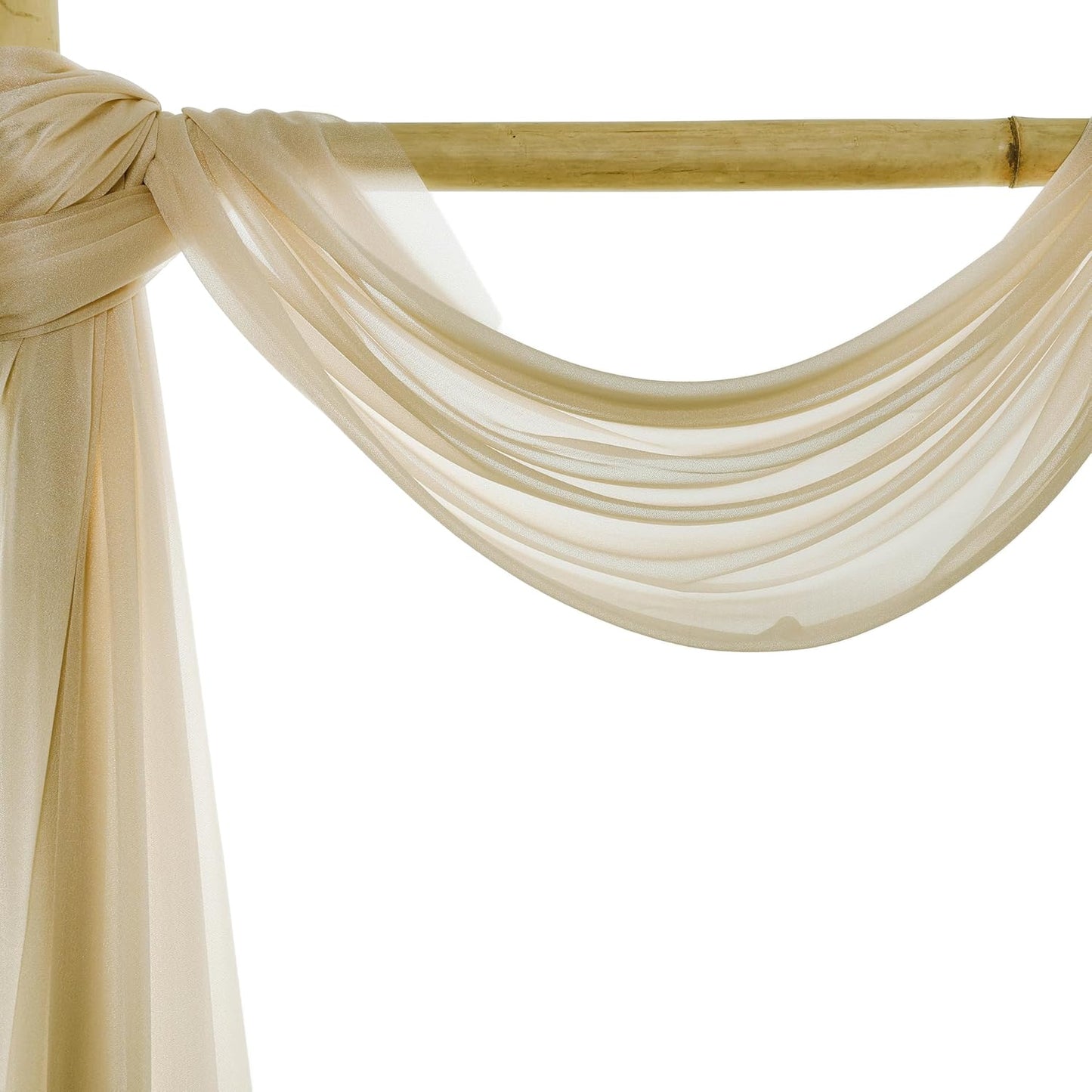 VDS Pack of 1 Panel (30 Inch X 100 Feet) Wedding Arch Draping Fabric Sheer Chiffon Fabric Drapery for Wedding Ceremony Reception Swag Backdrop Canopy Chuppah ARBO Altars Decoration (Champagne)