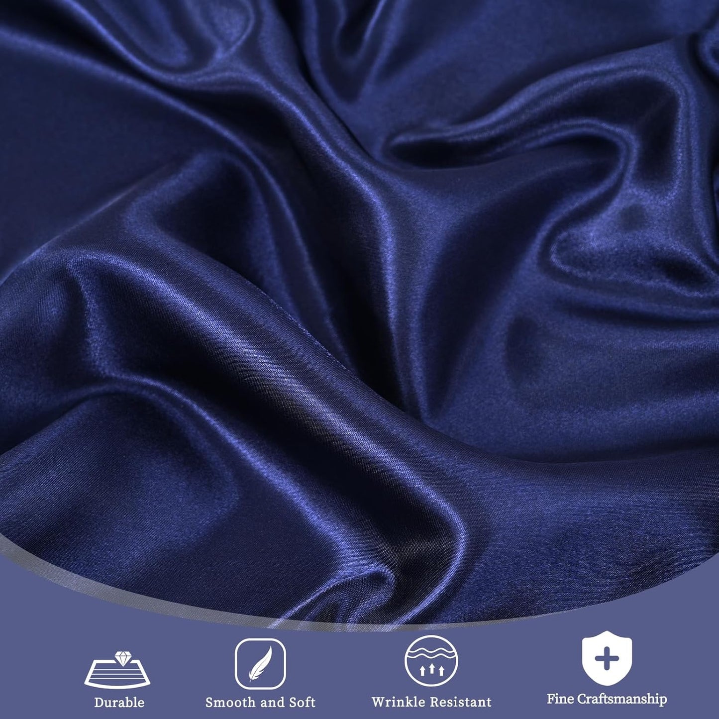 fani 6 Pack 108 Inch Navy Blue Satin Tablecloth - Premium Bright Silky Round Tablecloth Overlay Smooth Fabric Table Cover, Table Decoration for Wedding Party Banquet Events Restaurant Kitchen Dining