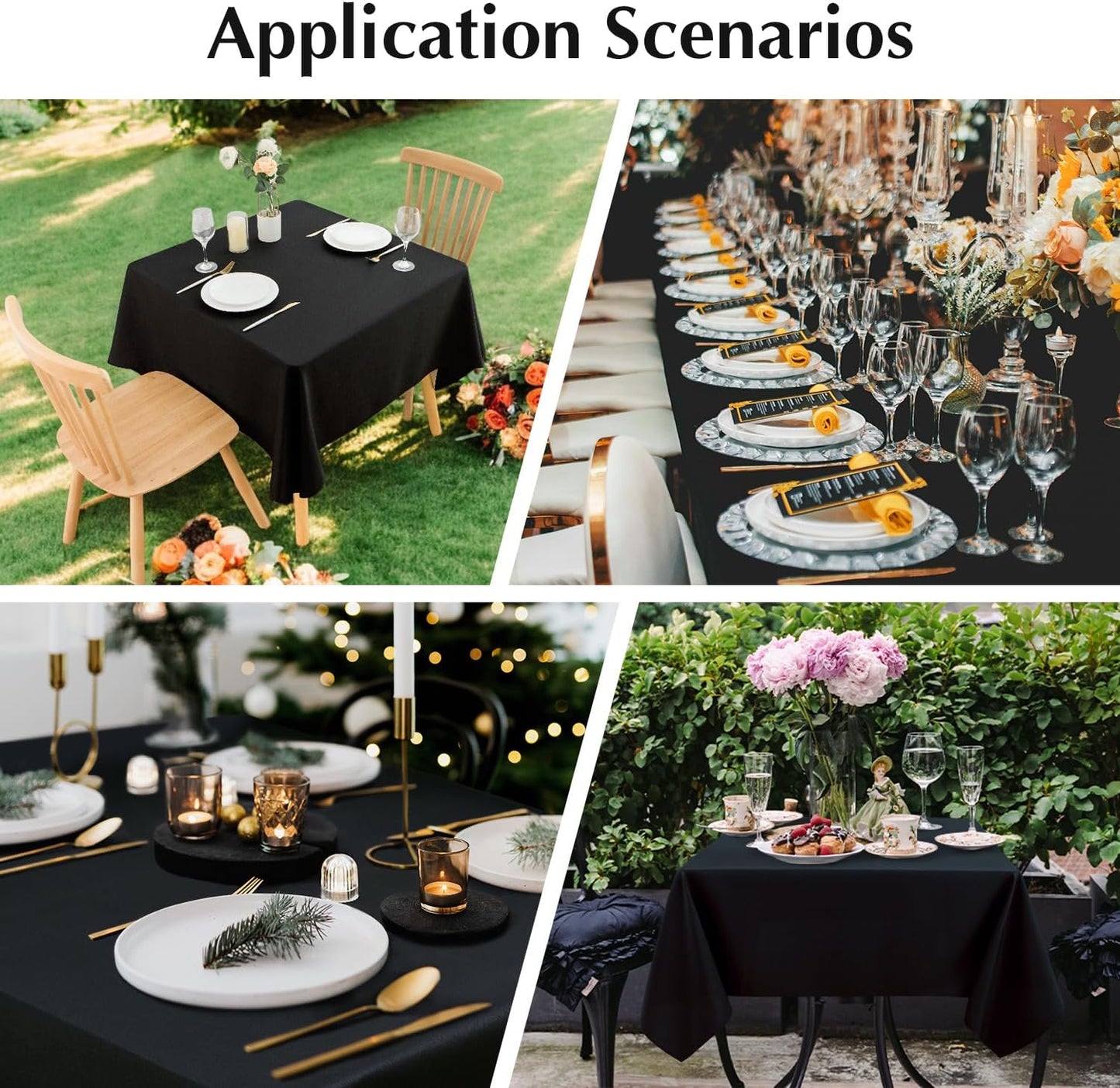 2 Pack Small Square Table Cloth 36X36 Inch Black Washable Fabric Tablecloth Polyester Solid Table Cover for Night Stand End Table Side Table Outdoor Indoor