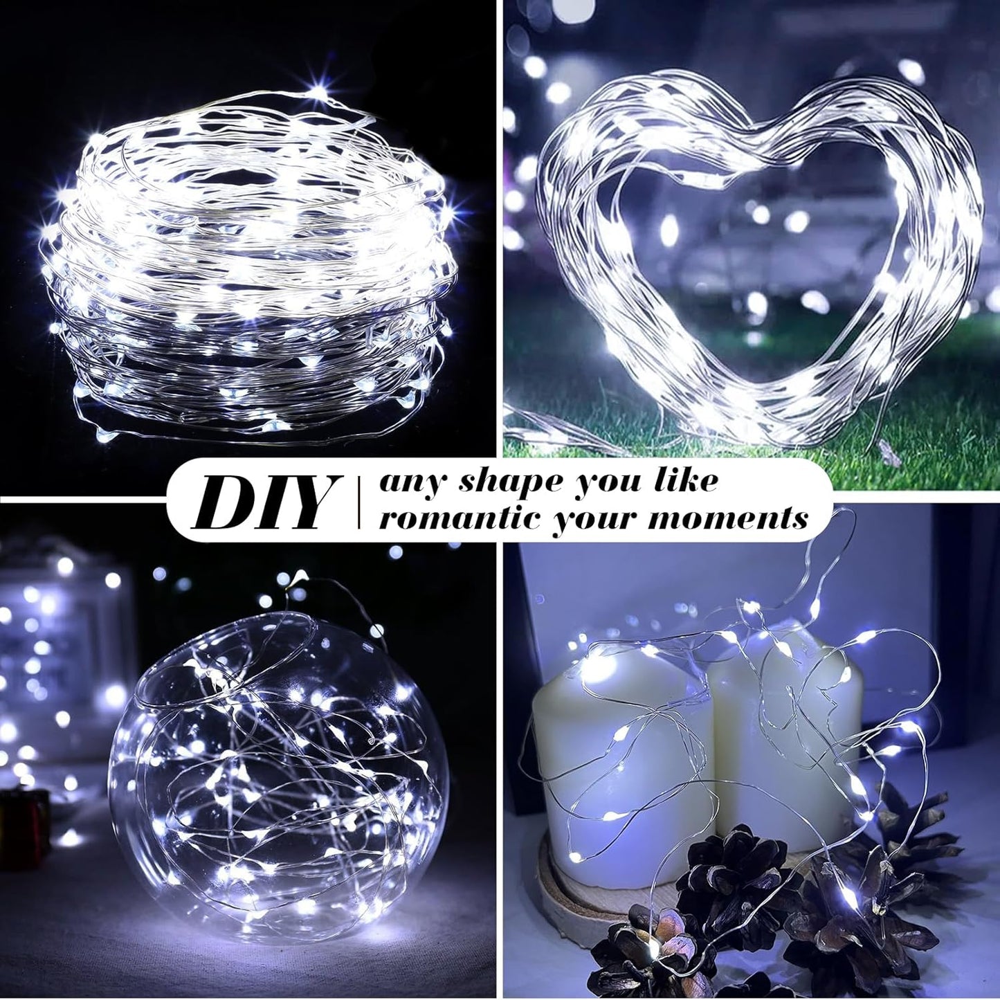 ZGWJ 8 Pack Fairy Lights Battery Operated, 7ft 20 Mini LED Fairy String Lights Silver Wire 3 Modes for DIY, Parties, Wedding, Bedroom, Halloween Christmas Decoration Silver White