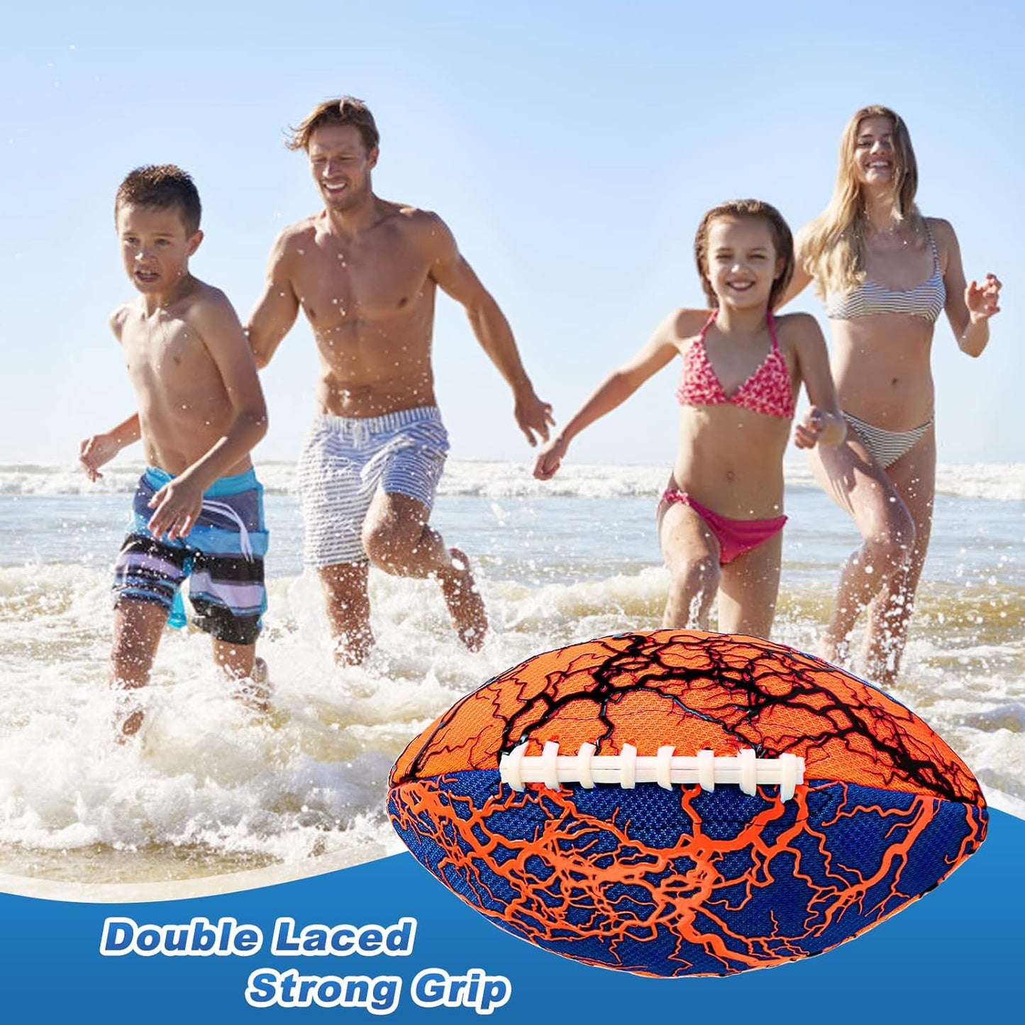 Jasonwell Pool Beach Water Football - 2Pack Strong Grip Waterproof Football for All-Weather Play Pool Toys Beach Games Outdoor Sports Toy Christmas Birthday Gifts for Kids Boys Teens Adults