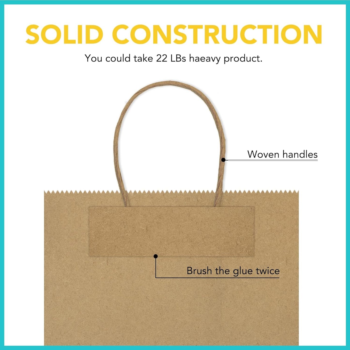 GSSUSA 16x6x12 Large Paper Bags with Handles 200Pcs, Valentine's Day Gift Bag, Bags for Small Business Bulk, Brown Paper Shopping Bag for Boutique, Clothing, Grocery, Food Service Take Out