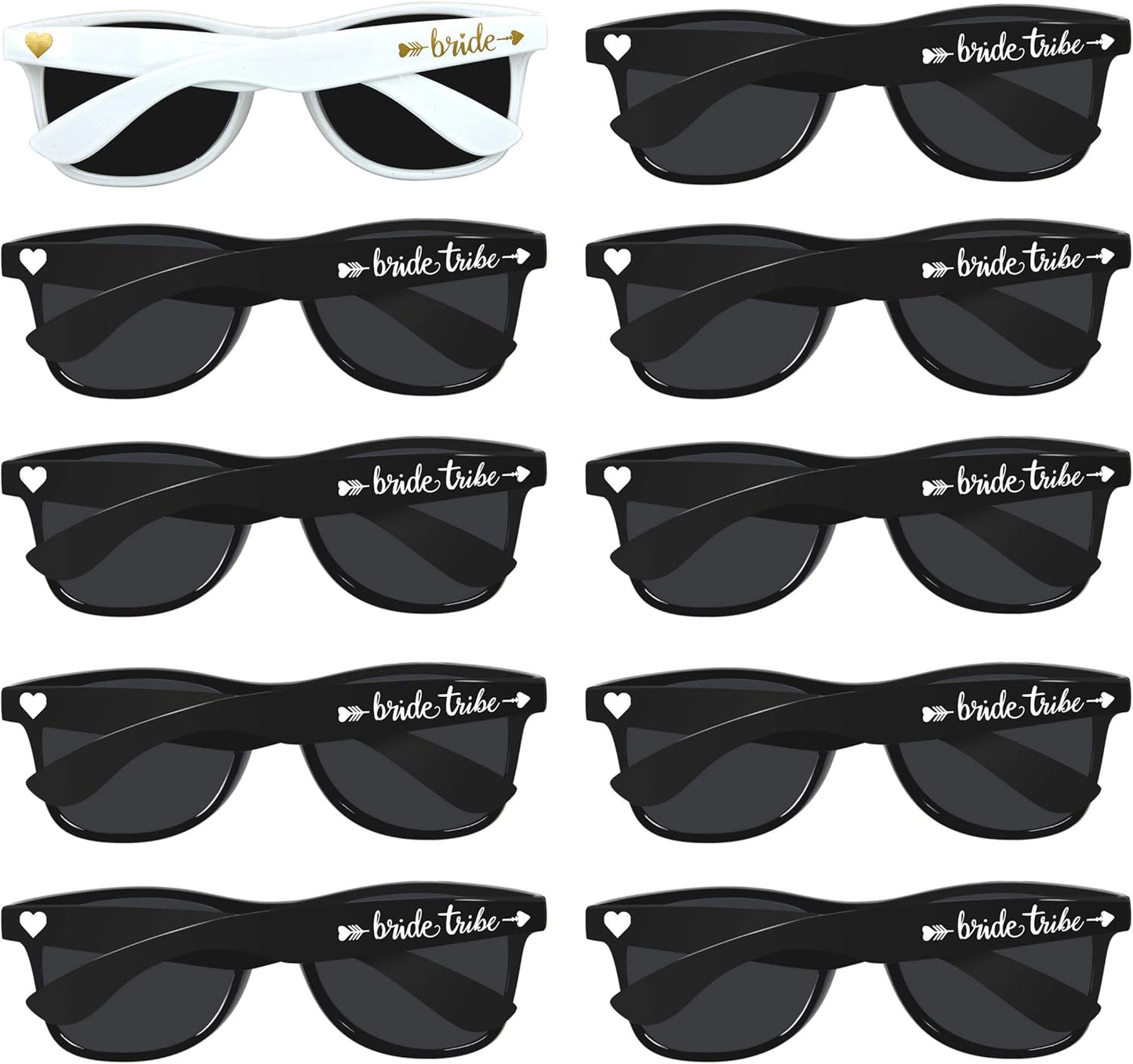 LADY&HOME 10 Pack Bachelorette Party Sunglasses Favors, Bridesmaid and Bride Tribe Sunglasses for Bridal Party, Bridal Shower(Black)