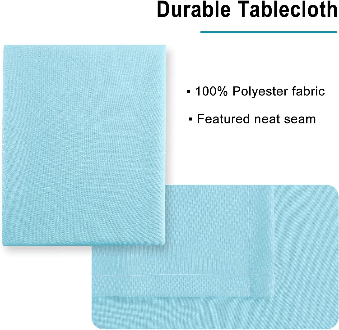 Hiasan Waterproof Tablecloth Rectangle - Washable Fabric Table Cloth for Dining Room Kitchen Birthday Party and Outdoor Use, Sky Blue, 70 x 90 Inch