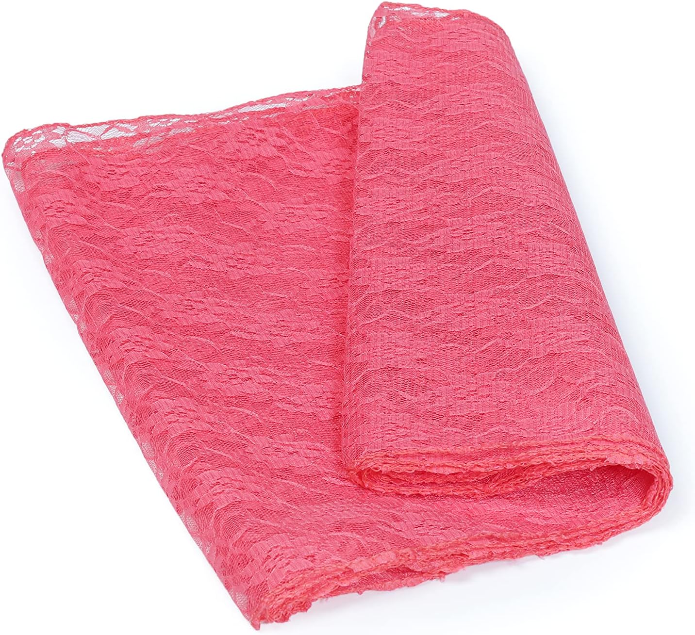 MDS Pack of 15 Wedding 12 x 108 inches Lace Table Runner for Wedding, Decorations for Birthday Parties, Banquets, Graduations, Engagements, and Runners fit Rectangle, Round Table- Coral