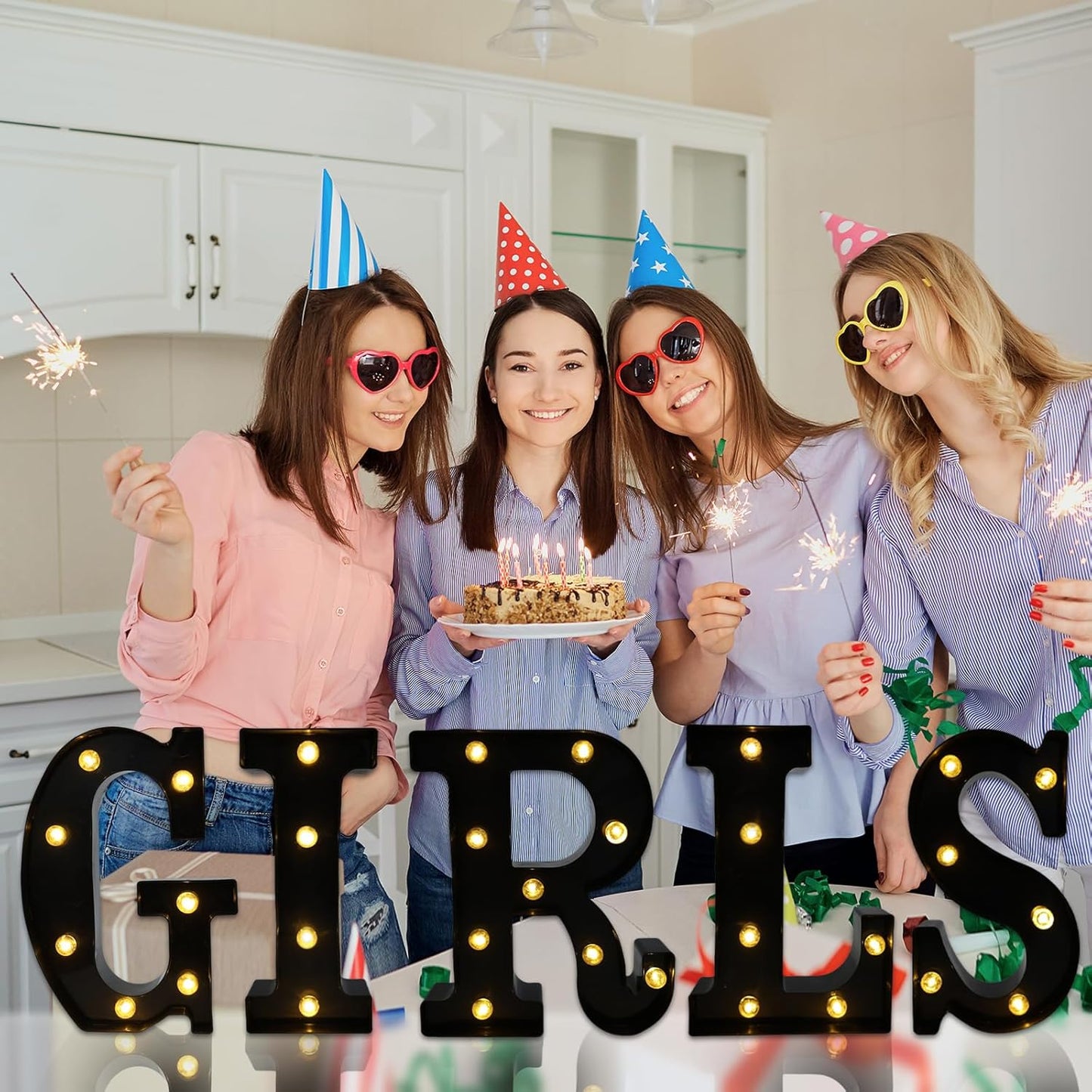Led Marquee Letters, 8.58 Inch Black Light Up Letters, Small Led Letter Lights, Battery Powered Lighted Letterfor Table, Party, Birthday, Christmas Decor (Black, Letter T)
