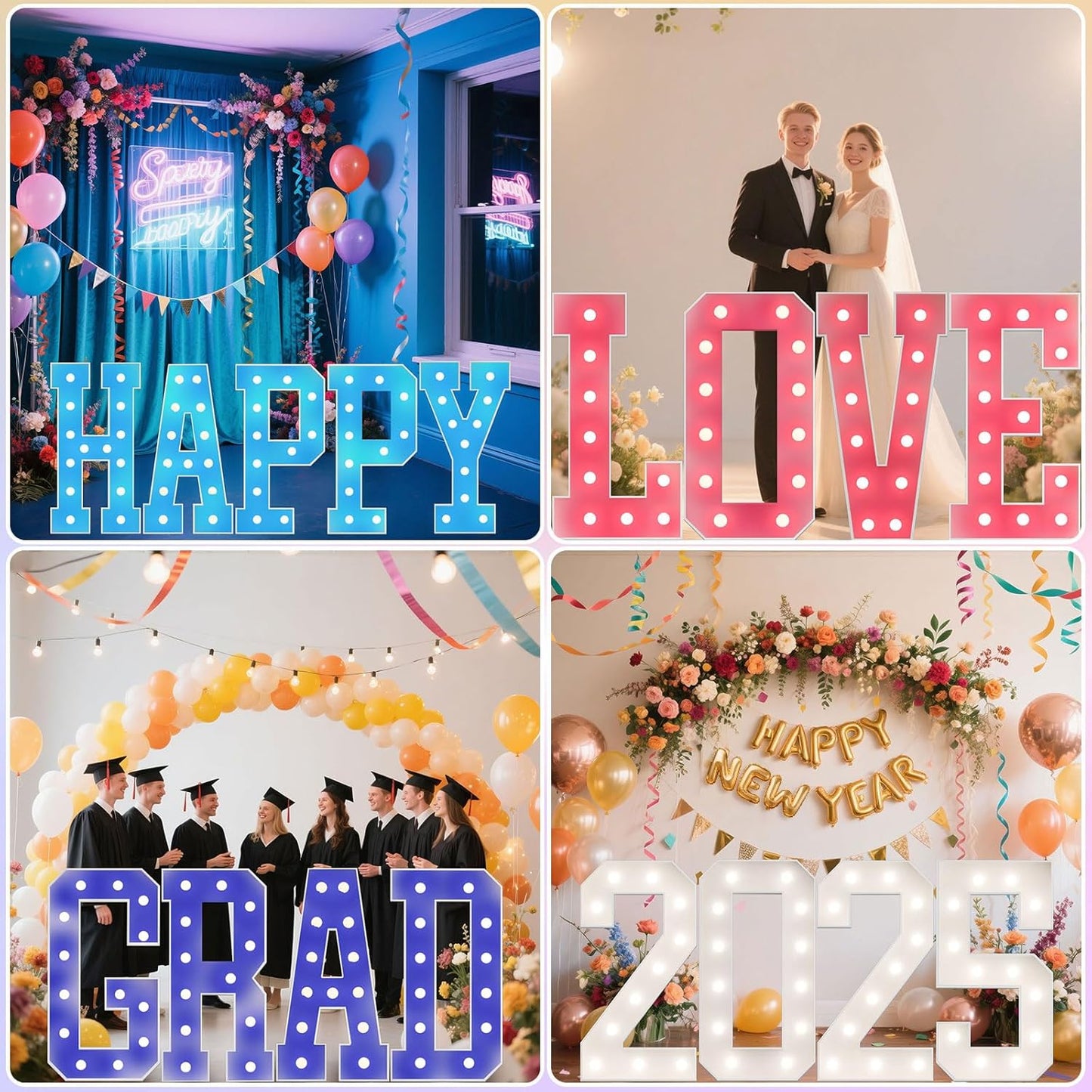 Ledido 4FT Marquee Light Up Letters, 34 Colors Changing Marquee Letter 4 Feet Tall with Remote, Big Letters for Party Wedding Graduation Birthday Decorations, Large Light Up Letter E