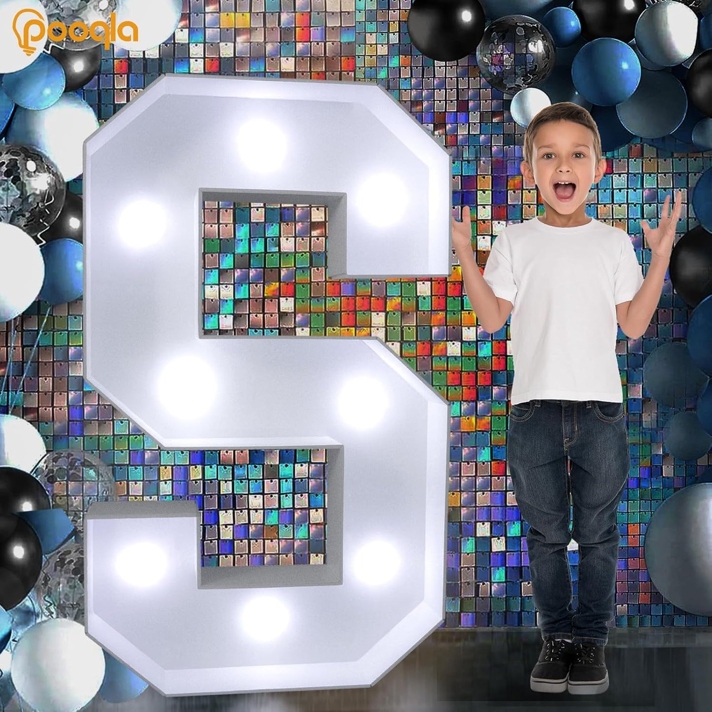 Pooqla 3FT Marquee Light Up Letters, Cool White and Warm White LED Big Mosaic Marquee Letters 3 Feet, Giant Letter Sign for Balloons Birthday Anniversary Wedding Party Decoration, Letter J