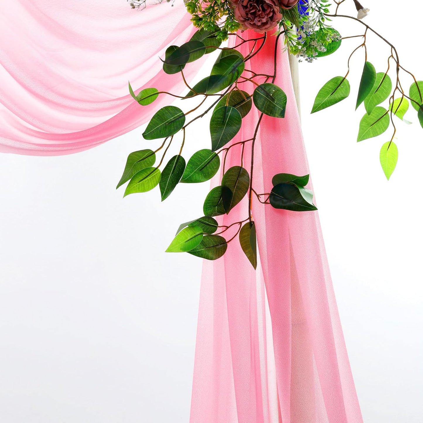 VDS Pack of 1 Panel (30 Inch X 50 Feet) Wedding Arch Draping Fabric Sheer Chiffon Fabric Drapery for Wedding Ceremony Reception Swag Backdrop Canopy Chuppah ARBO Altars Decoration (Coral)