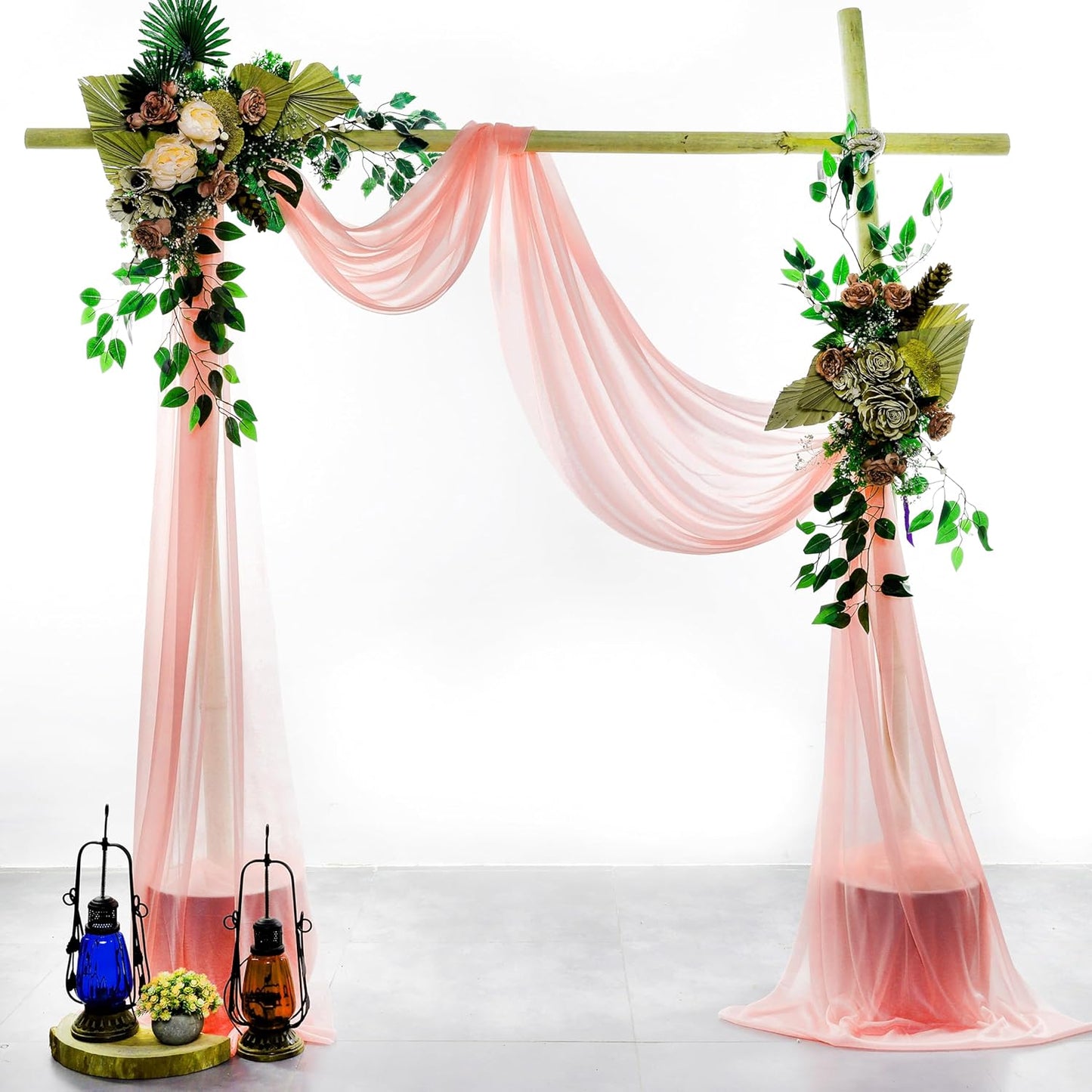 VDS Pack of 1 Panel (30 Inch X 100 Feet) Wedding Arch Draping Fabric Sheer Chiffon Fabric Drapery for Wedding Ceremony Reception Swag Backdrop Canopy Chuppah ARBO Altars Decoration (Peach)