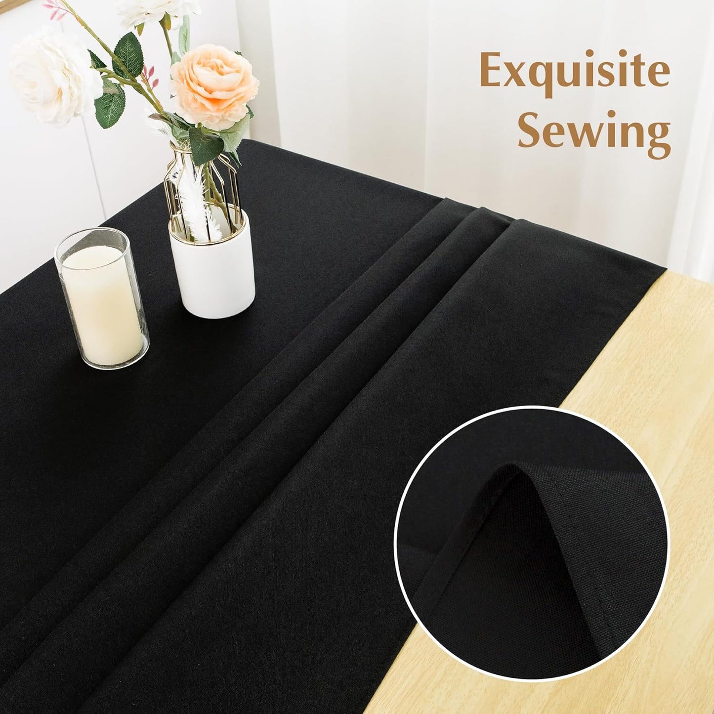 2 Pack Square Table Cloth 52X52 Inch Black Washable Fabric Tablecloth Polyester Solid Dining Table Cover for Birthday Party Dinner Holiday Outdoor Indoor