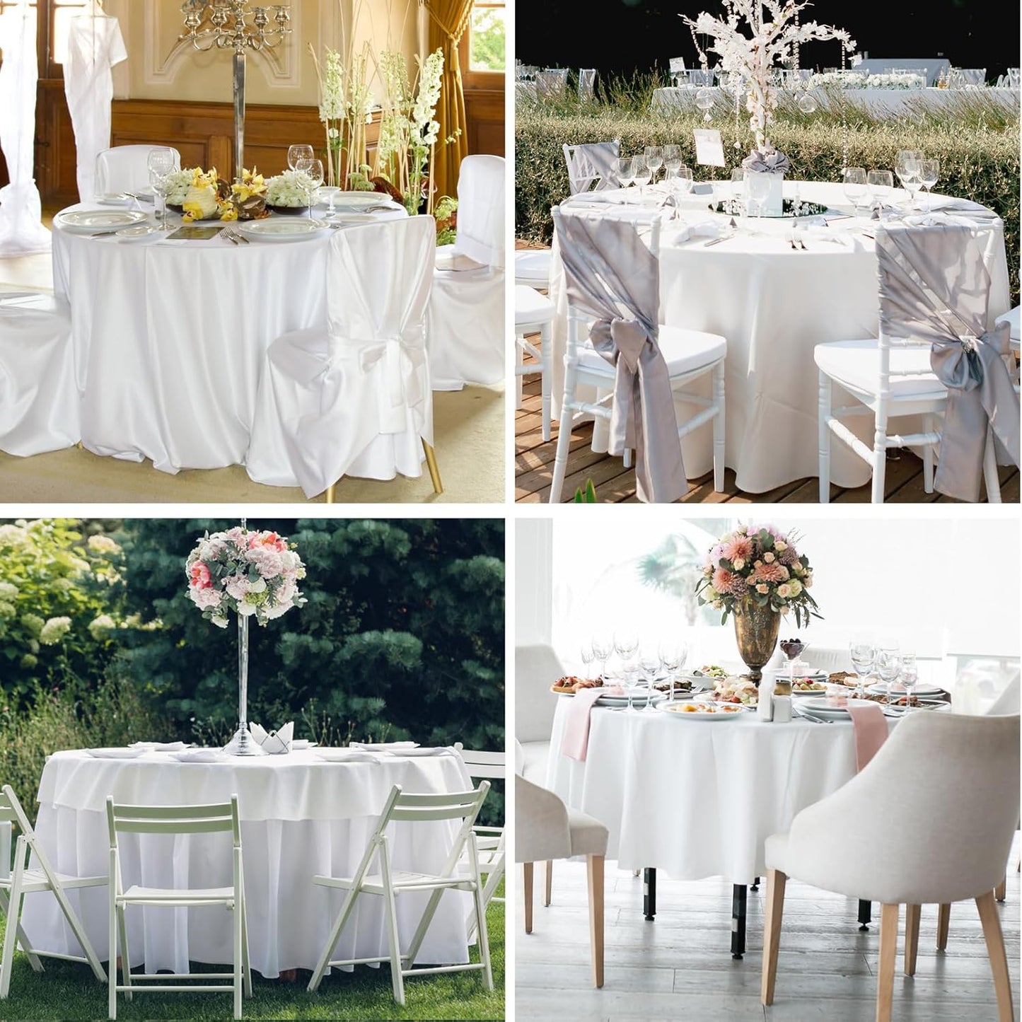 Round Tablecloth 8 Pack 108 Inch White Tablecloths Washable Decorative Linen Polyester Table Clothes Cover for Dining Table Banquets Buffet Parties and Wedding