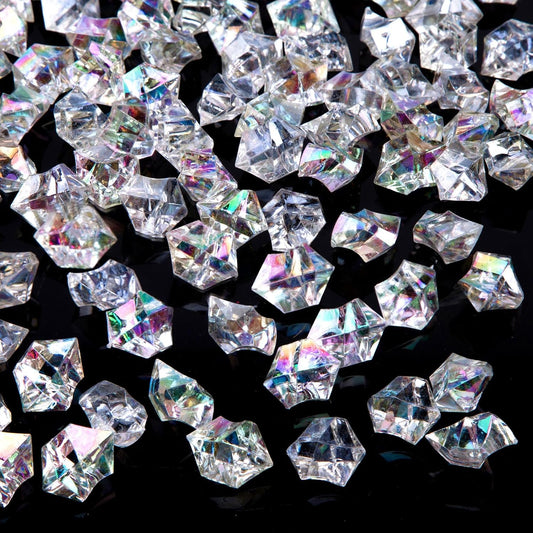 DomeStar Dazzling Fake Ice, 150PCS Sparkling Fake Diamonds, Iridescent Clear Gem Stones Vase Fillers DIY Crafts Wedding Table Scatter Decoration
