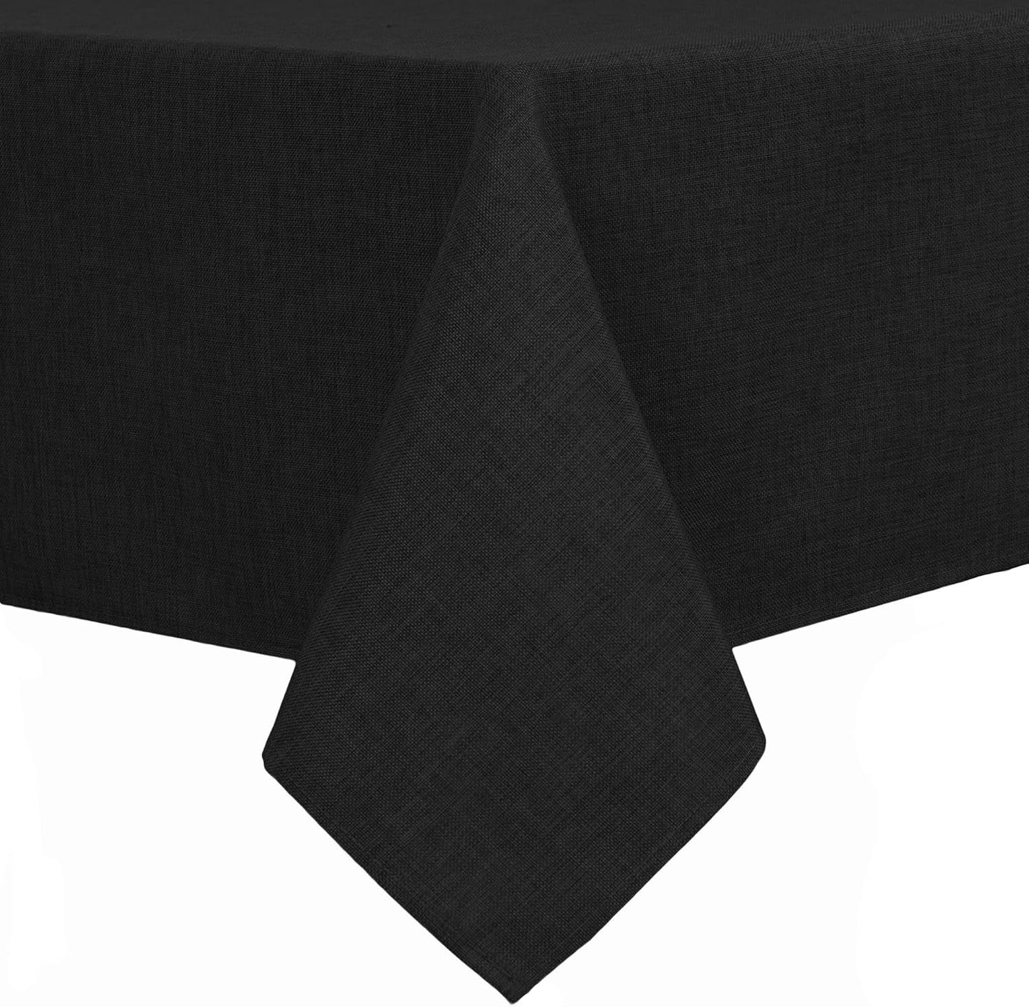 Hiasan Faux Linen Rectangle Tablecloth - Wrinkle and Stain Resistant Washable Table Cloth for Kitchen Dining Room Holiday Table Cover for Party Dinner, Black, 54 x 80 Inch
