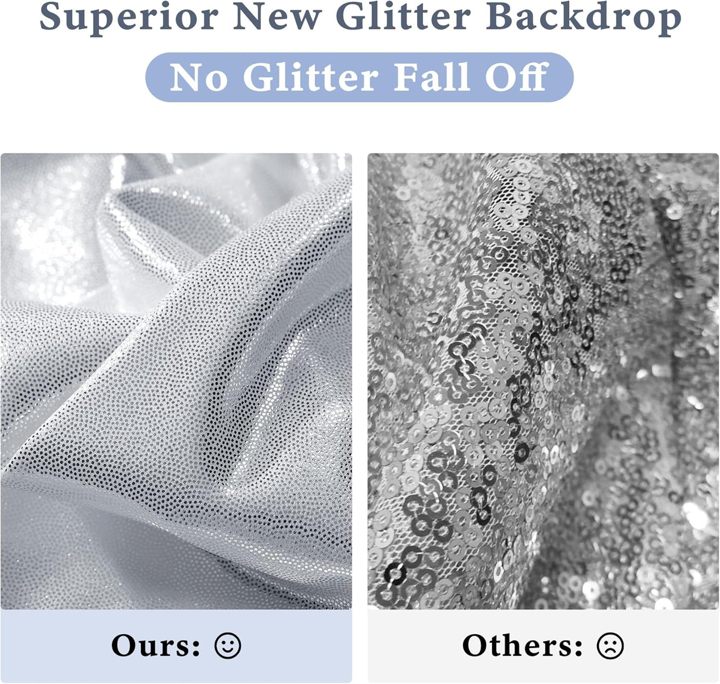 Outpain Thick 30 ft x 10 ft Silver Sequin Backdrop Curtain for Parties, Wrinkle Free Glitter Photo Backdrop Drapes 6 Panels 5x10ft Silver Back Drop Cloth for Wedding Christmas Photography Background