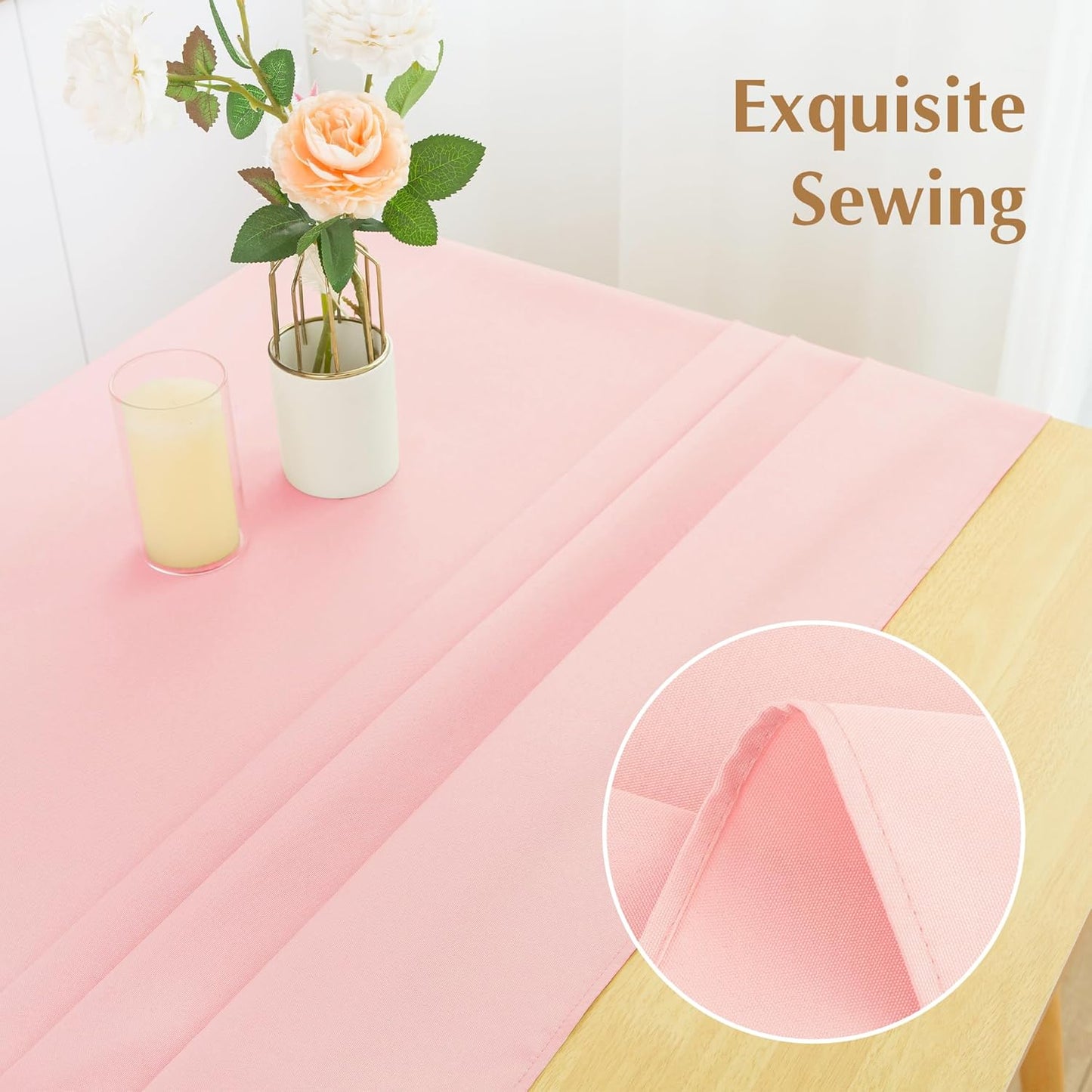 2 Pack Square Table Cloth 52X52 Inch Pink Tablecloth Washable Polyester Solid Dining Table Cover for Birthday Party Dinner Holiday Outdoor Indoor