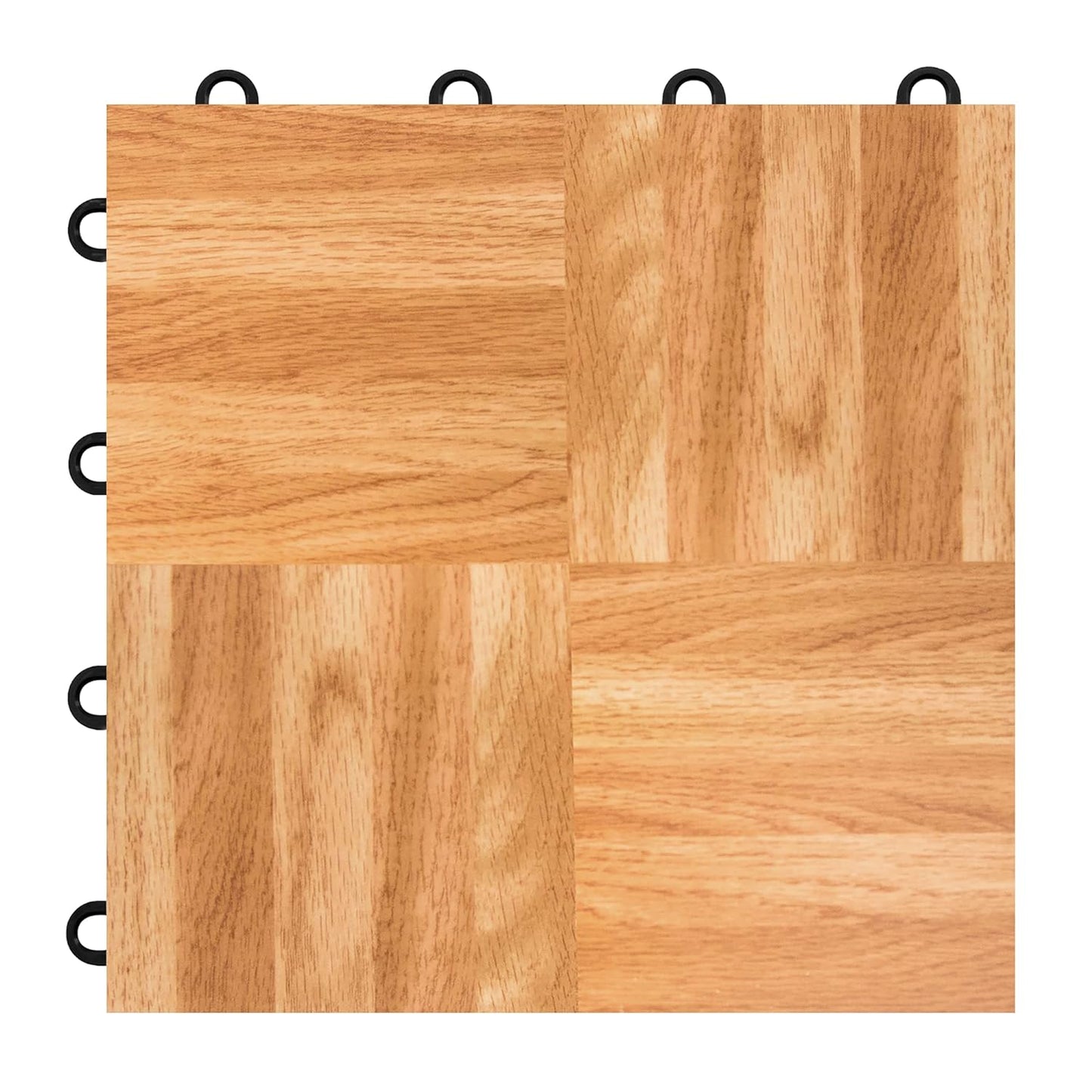 IncStores 3/8" Thick Snap Together Dance Flooring Tiles | 12”x12” Printed Vinyl Dance Floor Tiles for Practice & Performance | Oak | 52 Tile Pack