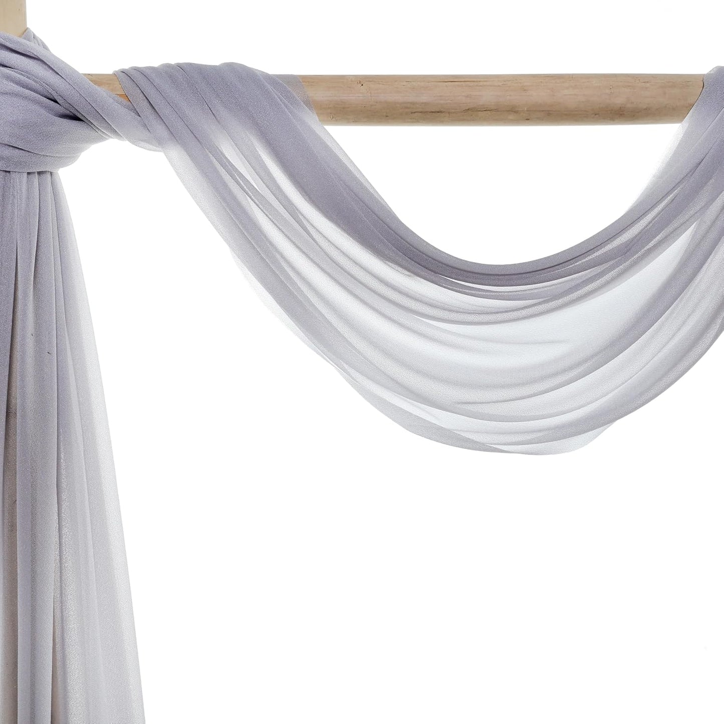 VDS Pack of 4 Panel (30 Inch X 20 Feet) Wedding Arch Draping Fabric Sheer Chiffon Fabric Drapery for Wedding Ceremony Reception Swag Backdrop Canopy Chuppah ARBO Altars Decoration (Cool Grey)