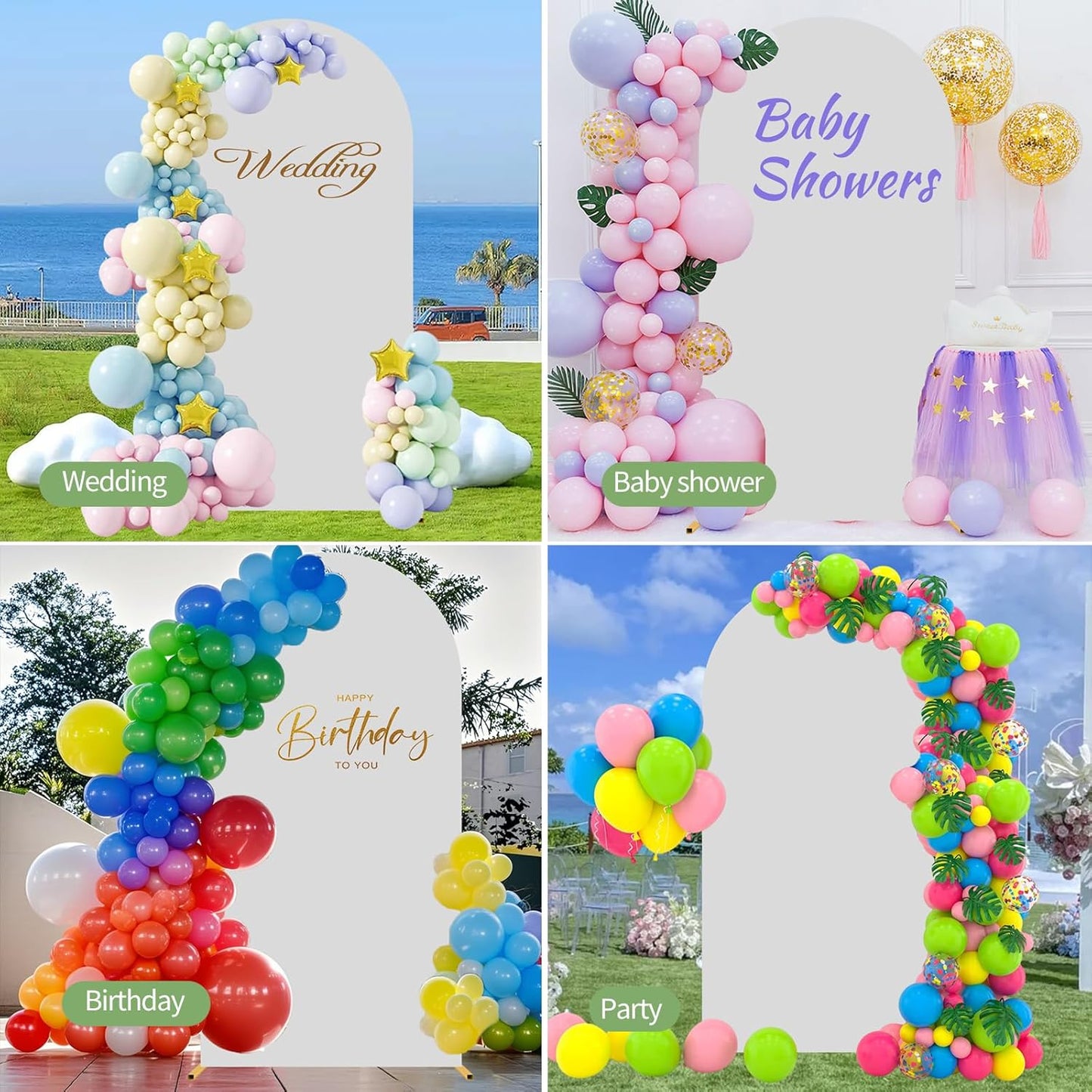 6.6FT Wedding Arch Cover Spandex Fitted Wedding Arch Stand Covers Round Top Chiara Arch Backdrop Cover for Birthday Party Ceremony Banquet Decoration White（Only Cover）