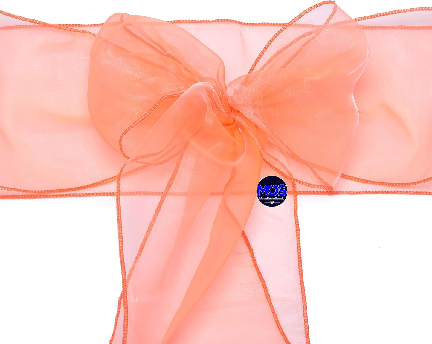 MDS Pack of 100 PCS Organza Chair Sashes Wider Dining Chair Bows Ribbon Tie Back for Wedding Party Birthday Bridal Shower Reception Event Banquet Home Chair Cover Decoration - Light Orange