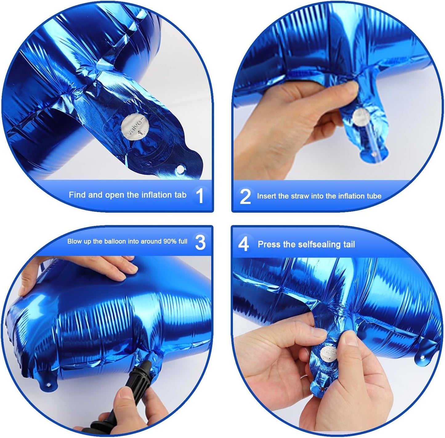 40 Inch Navy Blue Large Number 4 Birthday Balloon, Giant Number Four 14 24 34 40 44 Balloons, Foil Mylar Big Balloons for Anniversary Graduation Supplies Decorations
