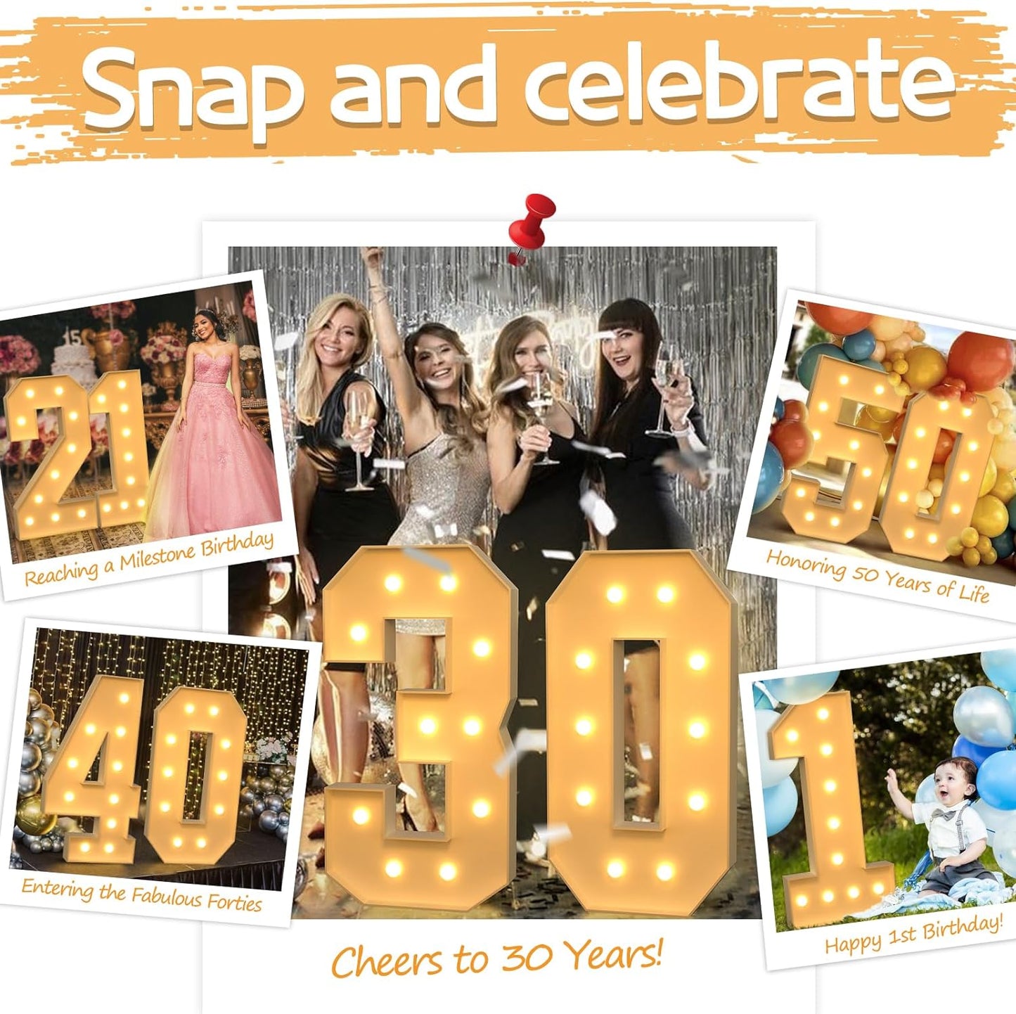 imprsv 4FT Marquee Numbers,DIY Light Up Numbers for 40th Birthday Decorations, Party Party Decorations,Anniversary Party Decor,Mosaic Number for Balloons Number 4,Pre-Cut Foam Board Kit