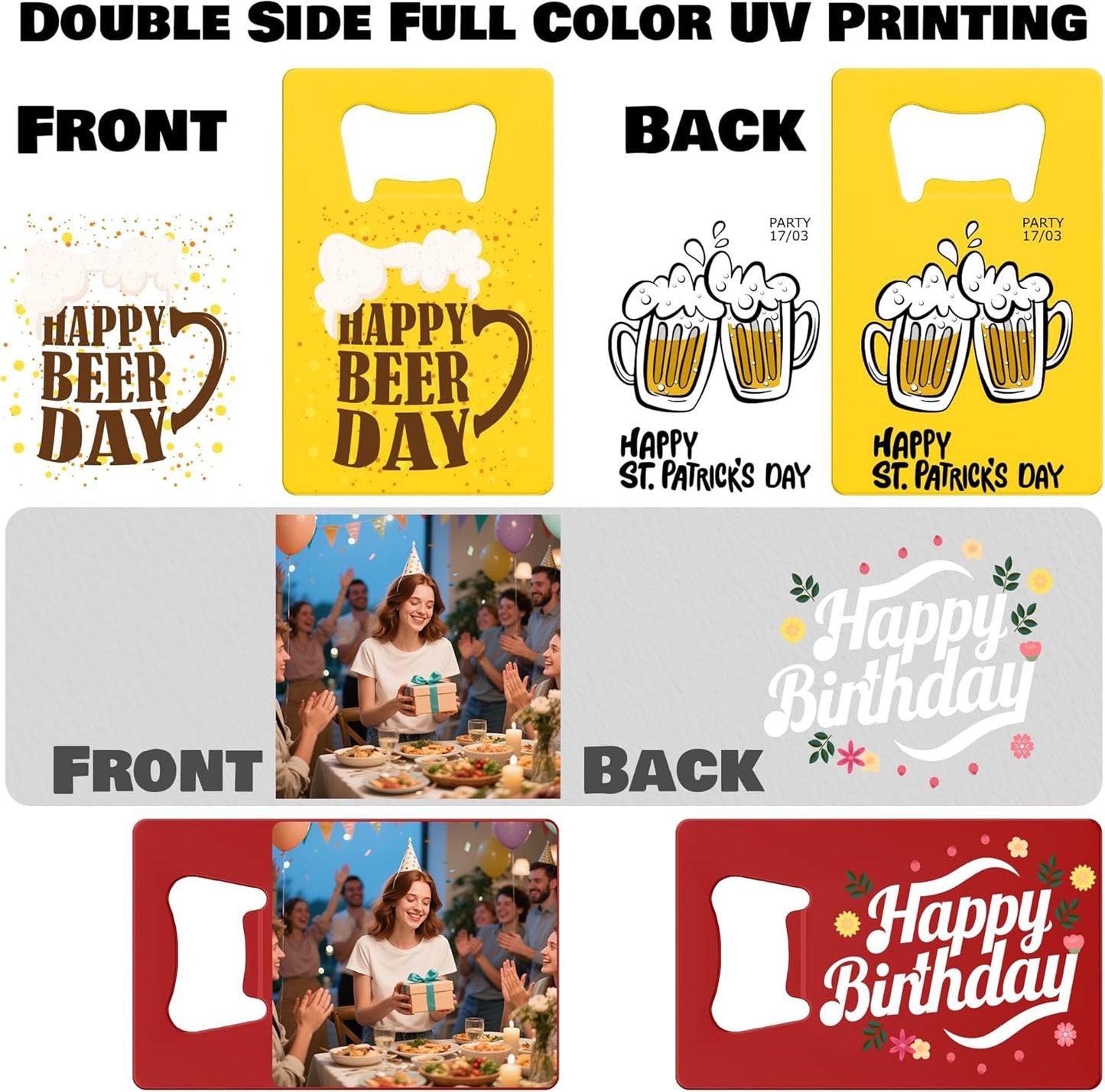4-100 Pcs Custom Bottle Opener, Personalized Stainless Steel Credit Card Bottle Opener, Full Color Print Custom Beer Can Opener Bulk for Bar, Wedding Favors, Party, Promotion, Groomsmen Gift (Orange)