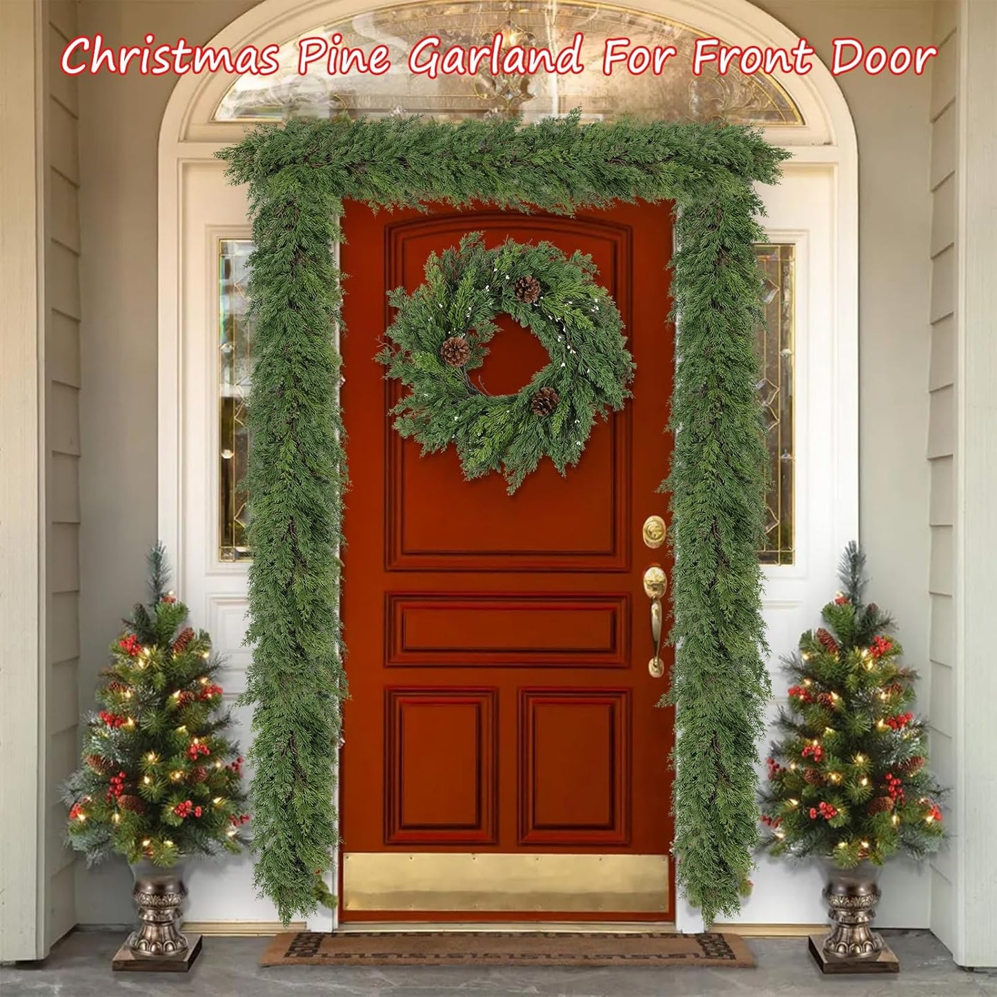 Artgar 16 Ft Christmas Garland - Cedar Garland - Cypress Garlands - Real Touch Pine Garlands - Garland Christmas Decorations for Home Dining Table Mantel Porch Winter Christmas Decor