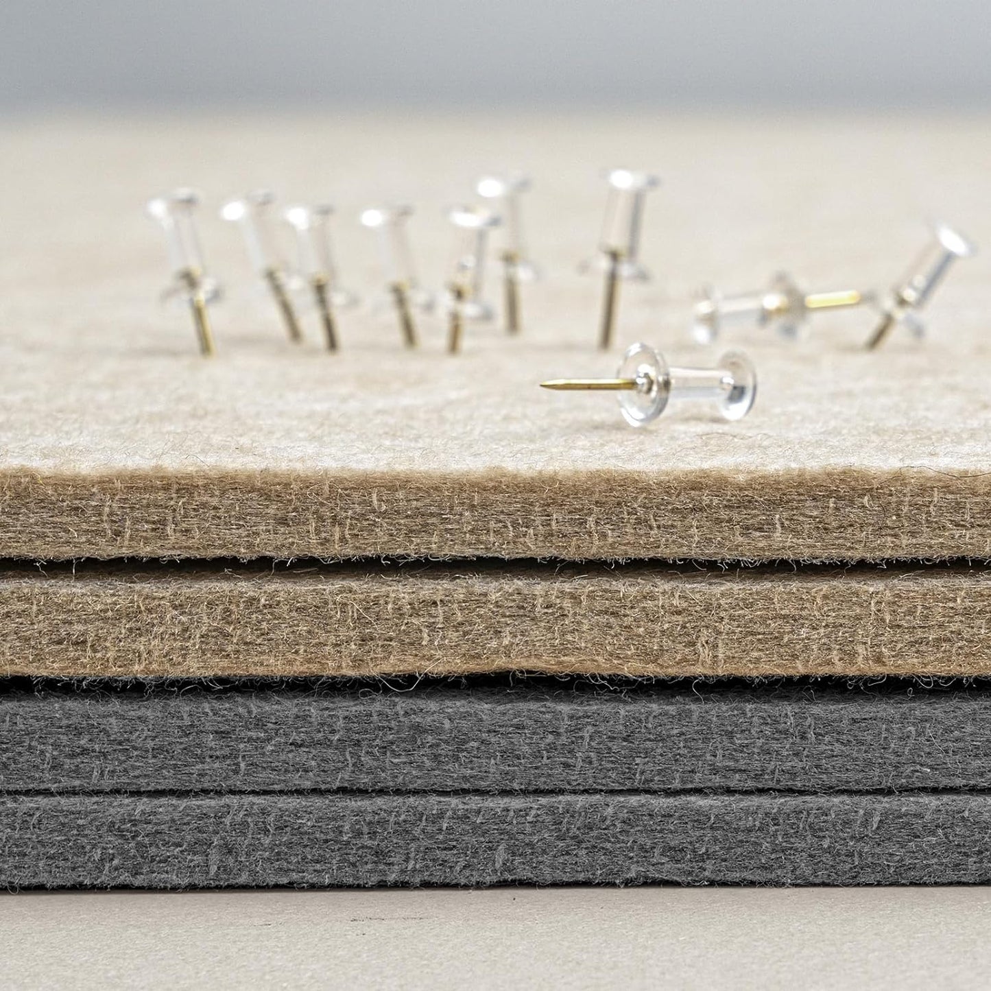 Bulletin Board, 24 x 18 inches Felt Board Decorative Pin Board, Cork Board Alternative for Wall, Foldable Photo Board Self-Adhesive Vision Board Mood Board with 20 Pushpins - Gray