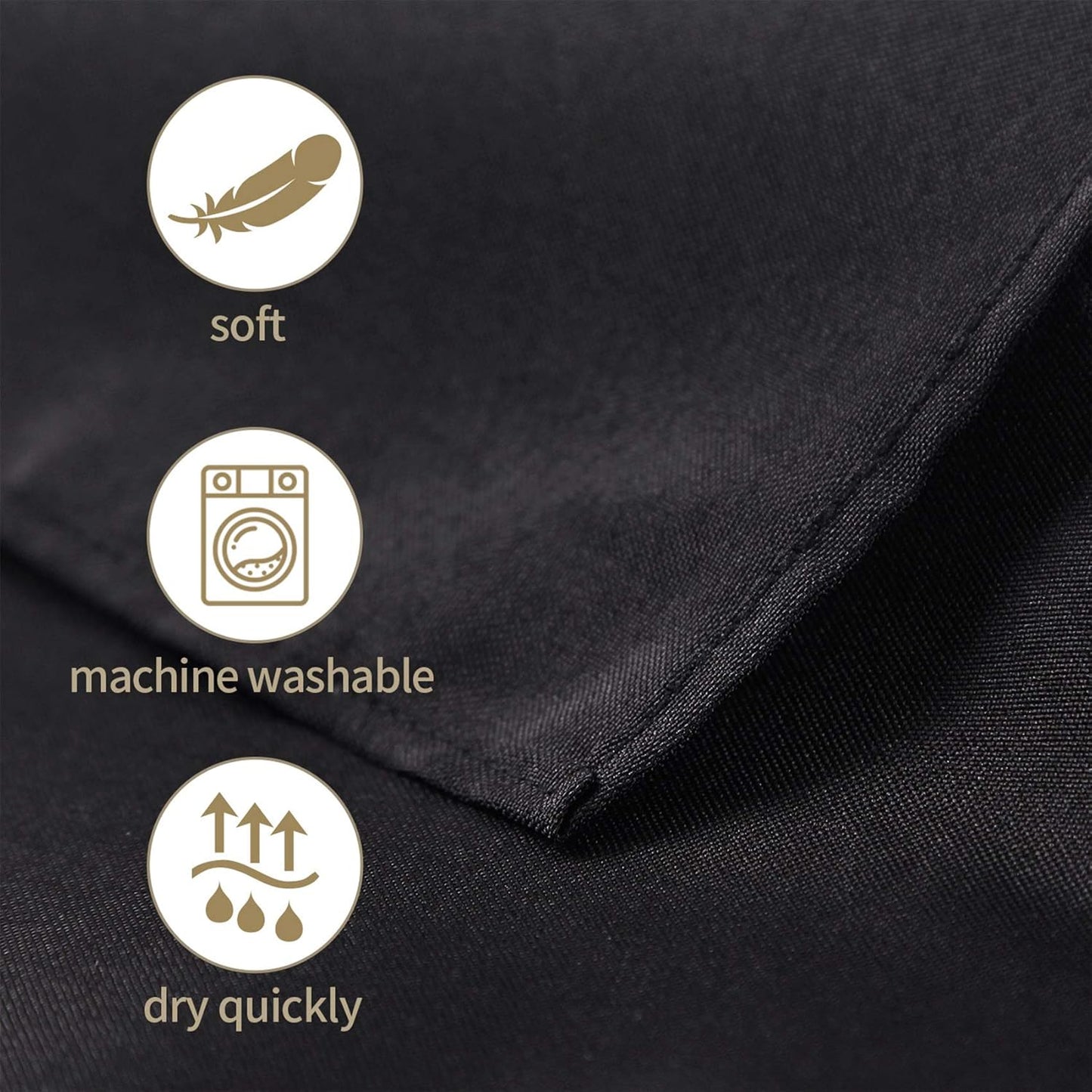 Ascoza 2pack 60x84 Inch Black Rectangular Tablecloth 4 Feet Table Cloth in Polyester Fabric for Wedding/Banquet/Restaurant/Parties