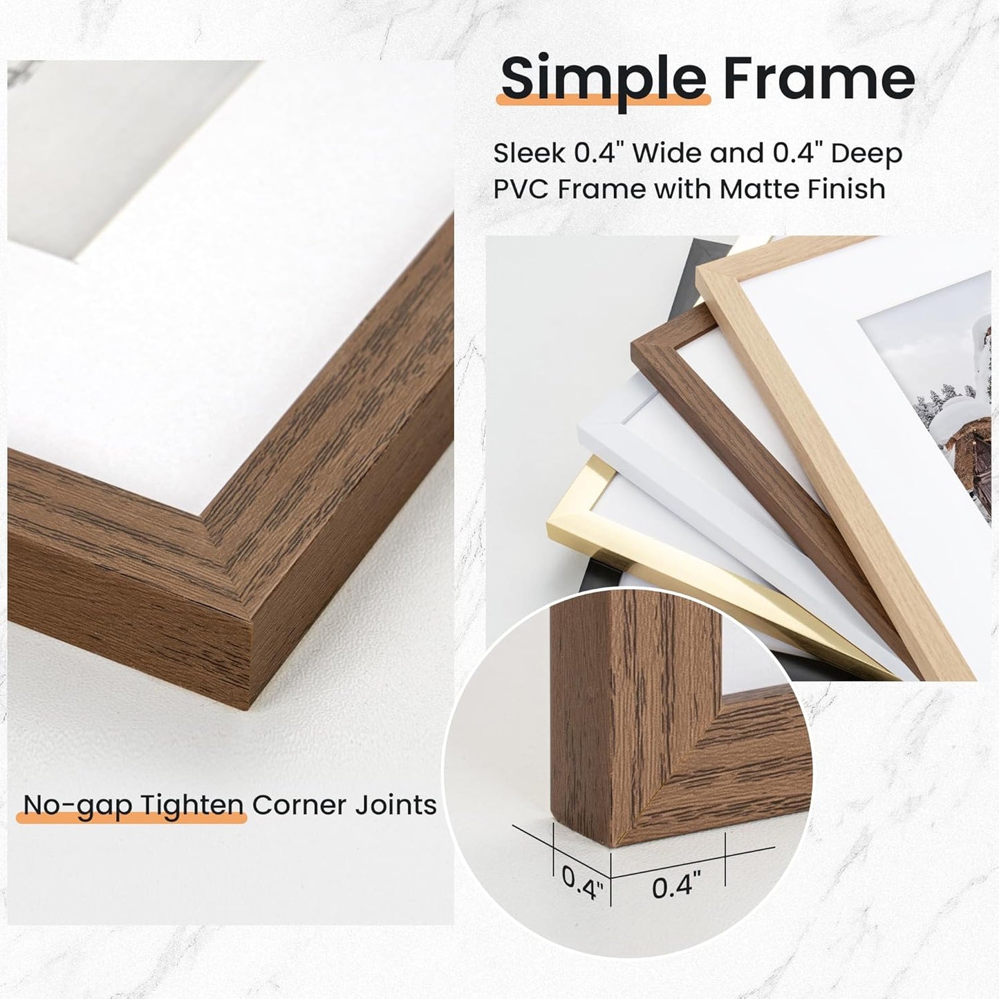 8x10 inch Picture Frame, 8x10 Photo Frames with 5x7 Removable Mat - High Definition Plexiglass - Vertical and Horizontal Display - Wall Hanging Frame - Walnut Color, 12 Pack